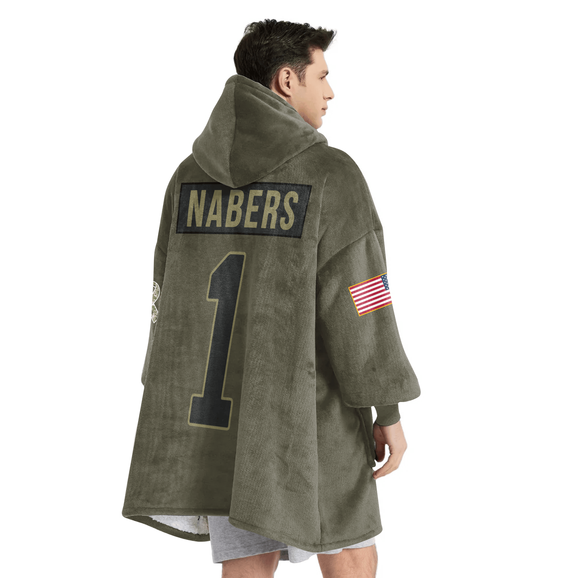 Adult M.N 1 New York G Football Blanket Hoodie – Olive Salute to Service