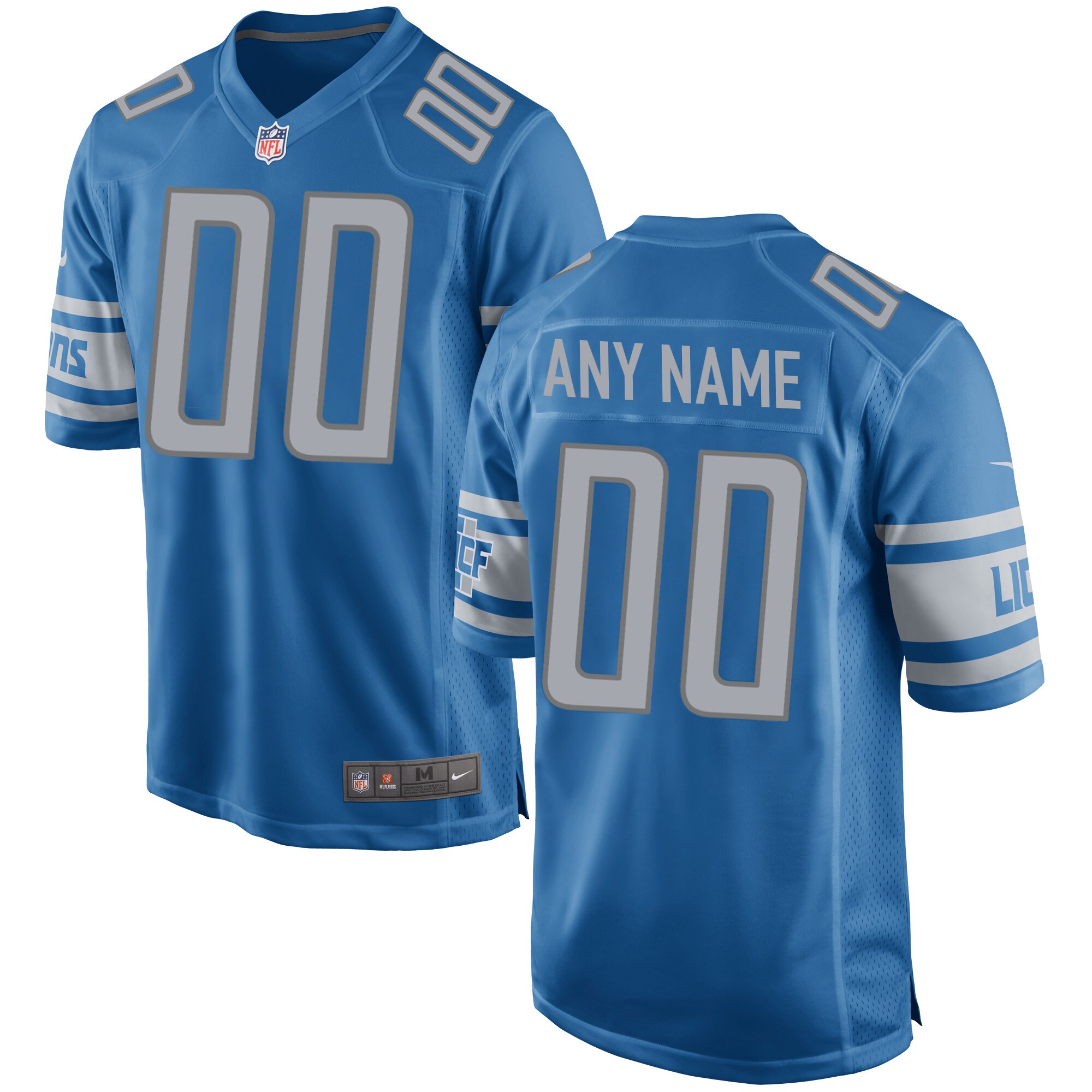 Detroit Lions  Custom Game Jersey - Blue