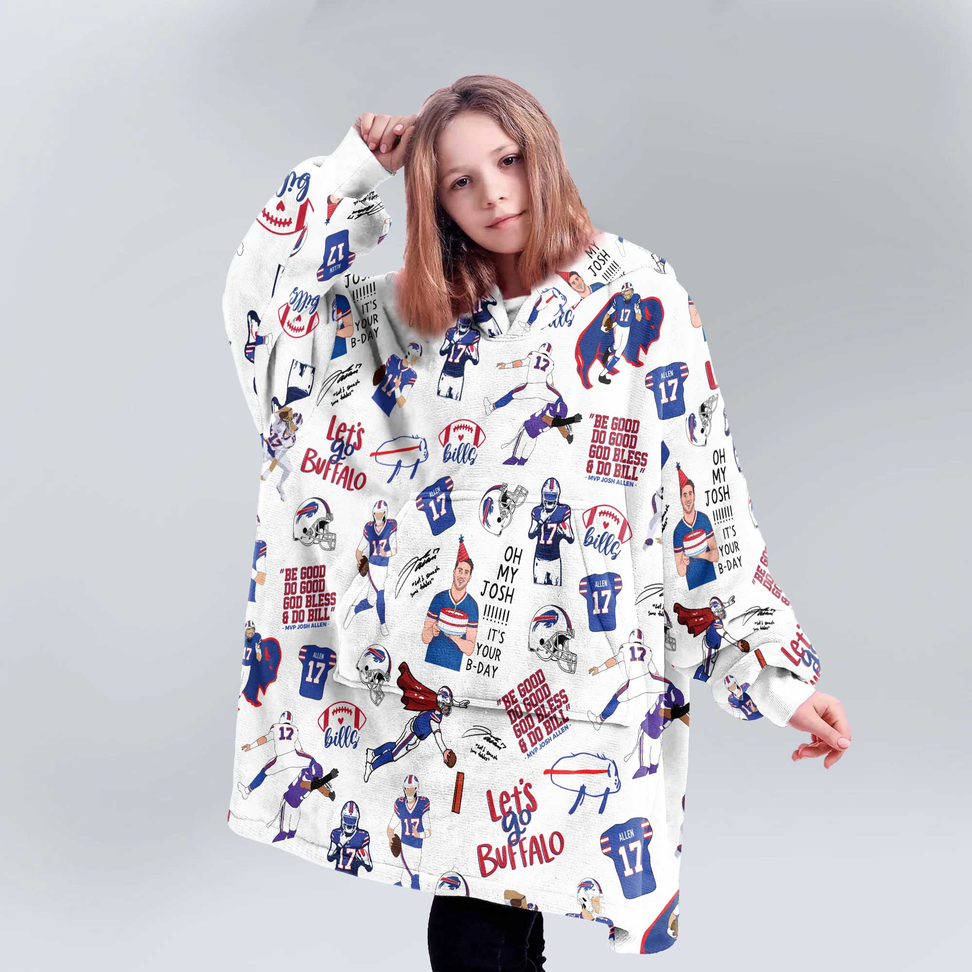 Pattern J.A 17 Buffalo Football Unisex Blanket Hoodie