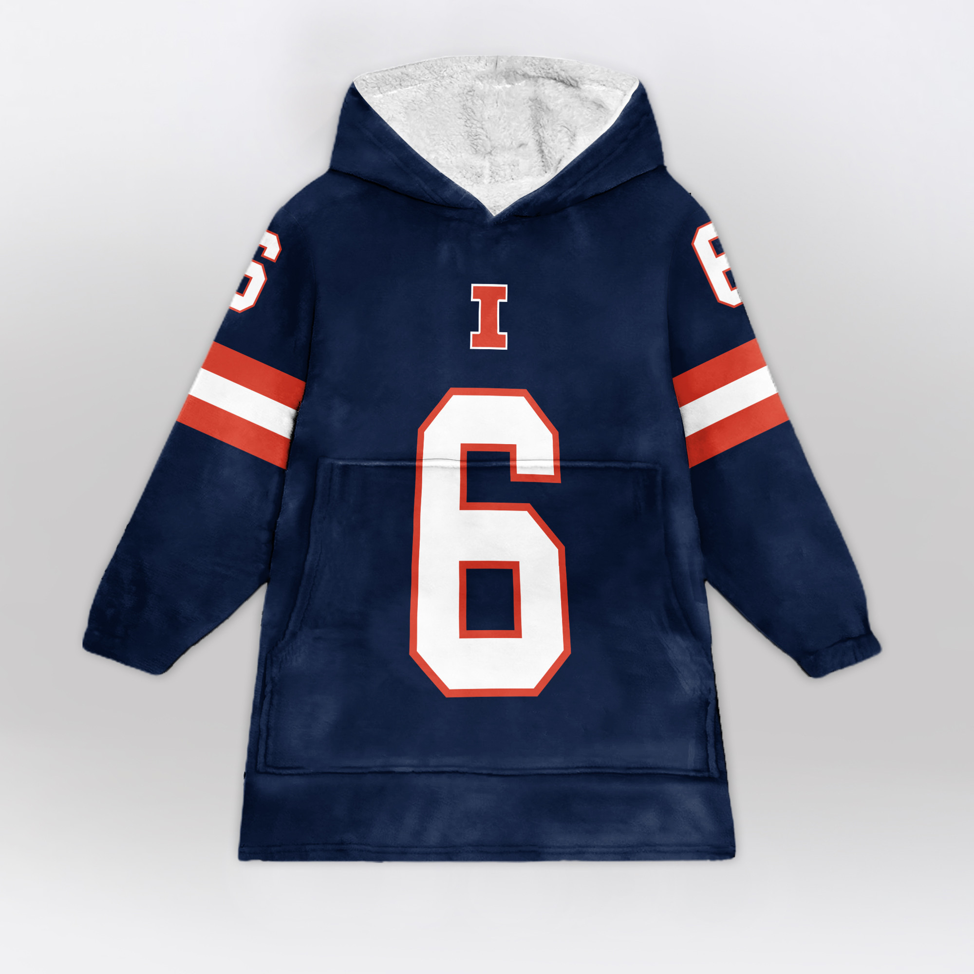 Adult 6 Illinois Football Unisex Blanket Hoodie