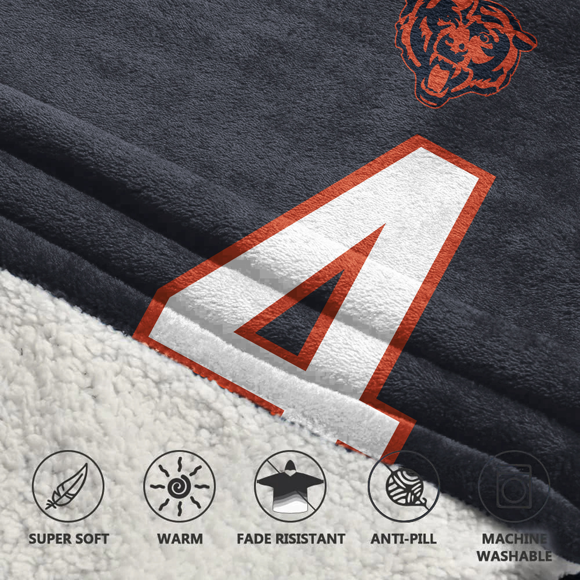 Adult 4 Chicago Football Unisex Blanket Hoodie