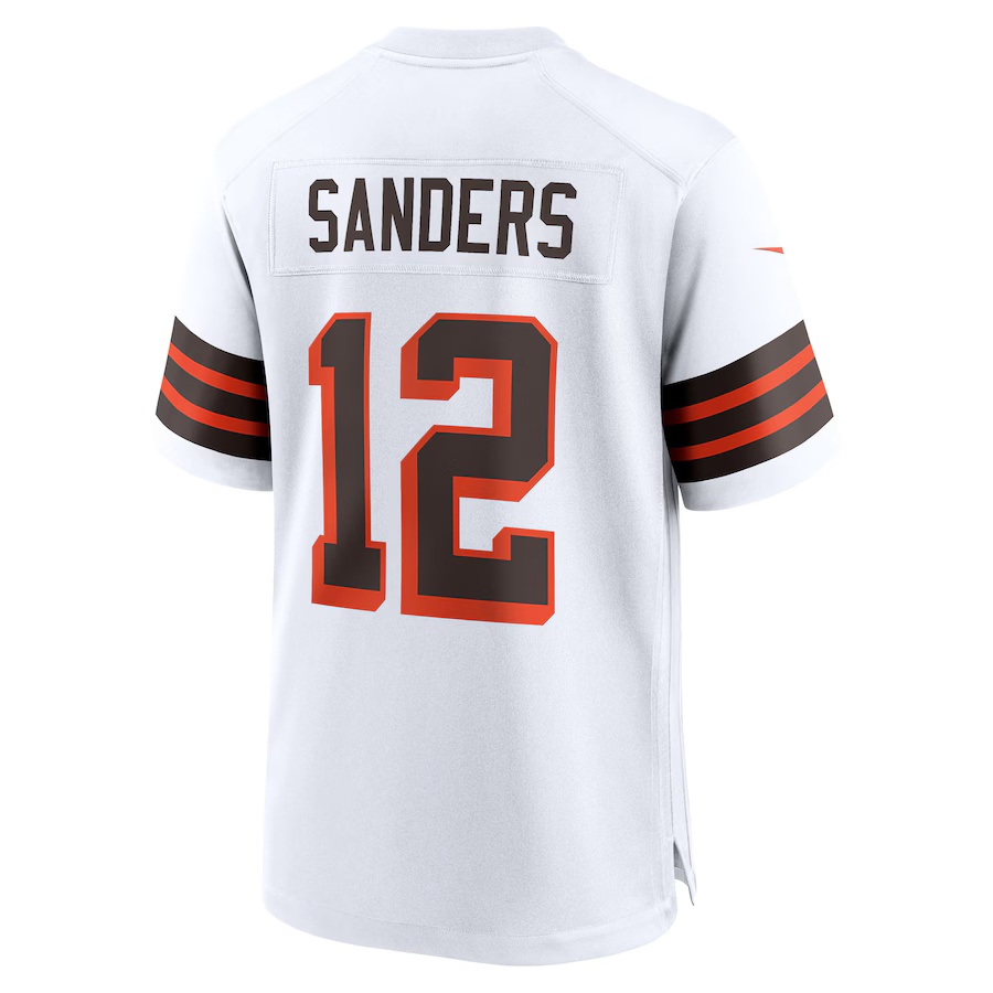 Men's Shedeur Sanders #12 White Cleveland Browns 2025 NFL Draft 2nd Alternate Game Jersey