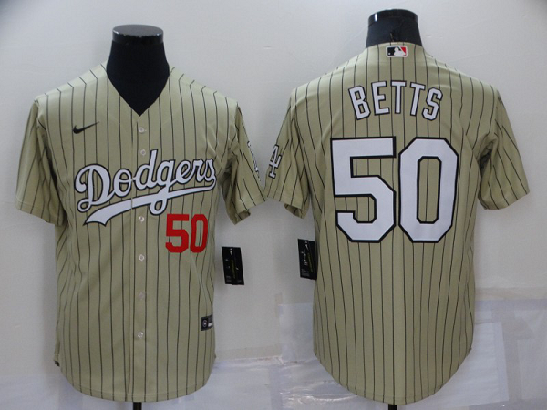 Men's  Los Angeles Dodgers #50 Mookie Betts Cream MLB Cool Base Jersey