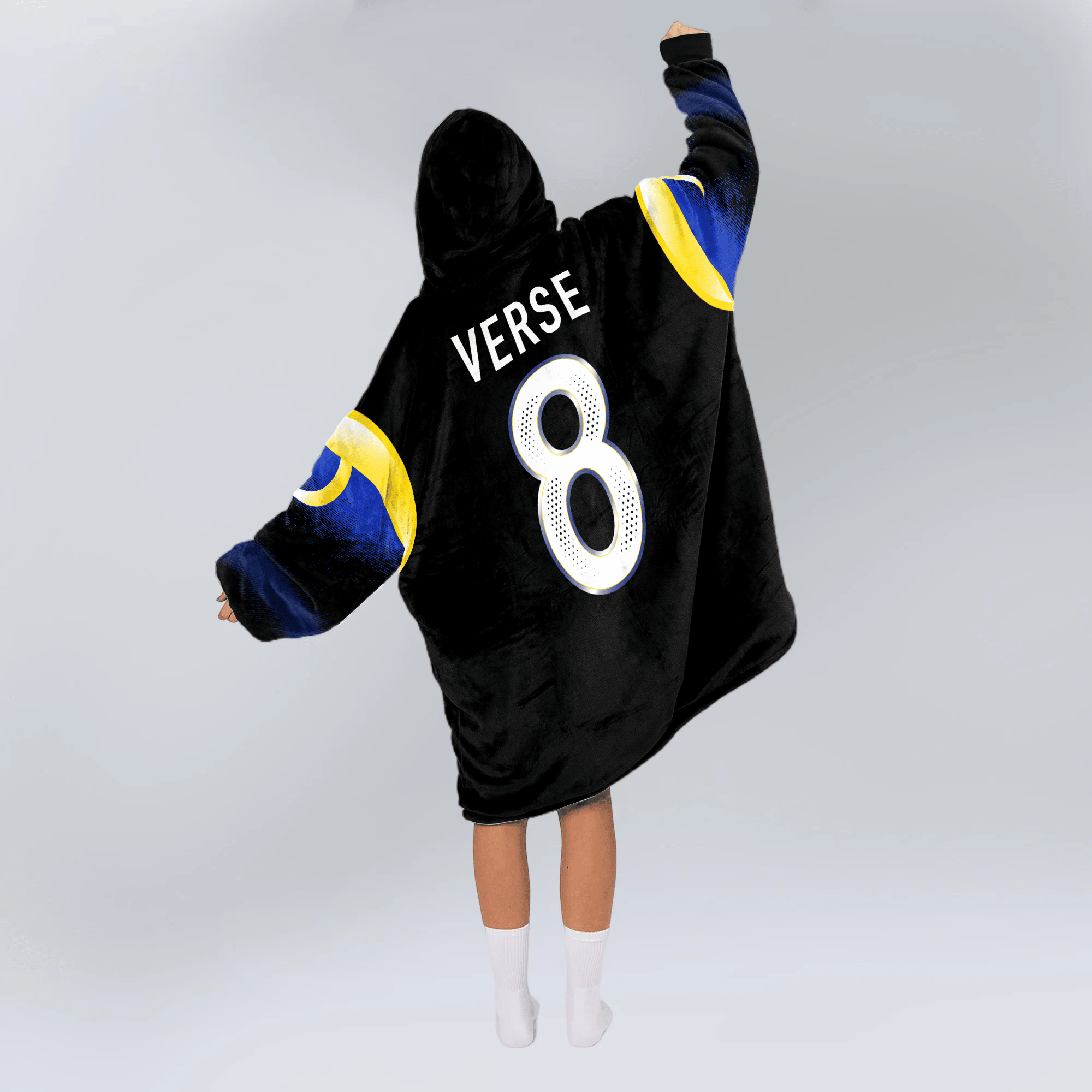 Adult J.V 8 Los Angeles R Football Unisex Blanket Hoodie