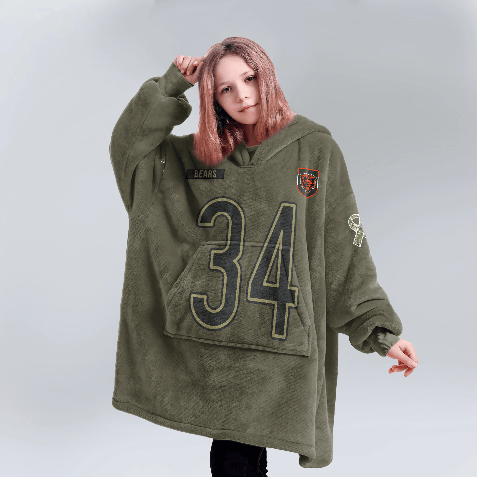 Kid W.P 34 Chicago Football Blanket Hoodie – Olive Salute to Service