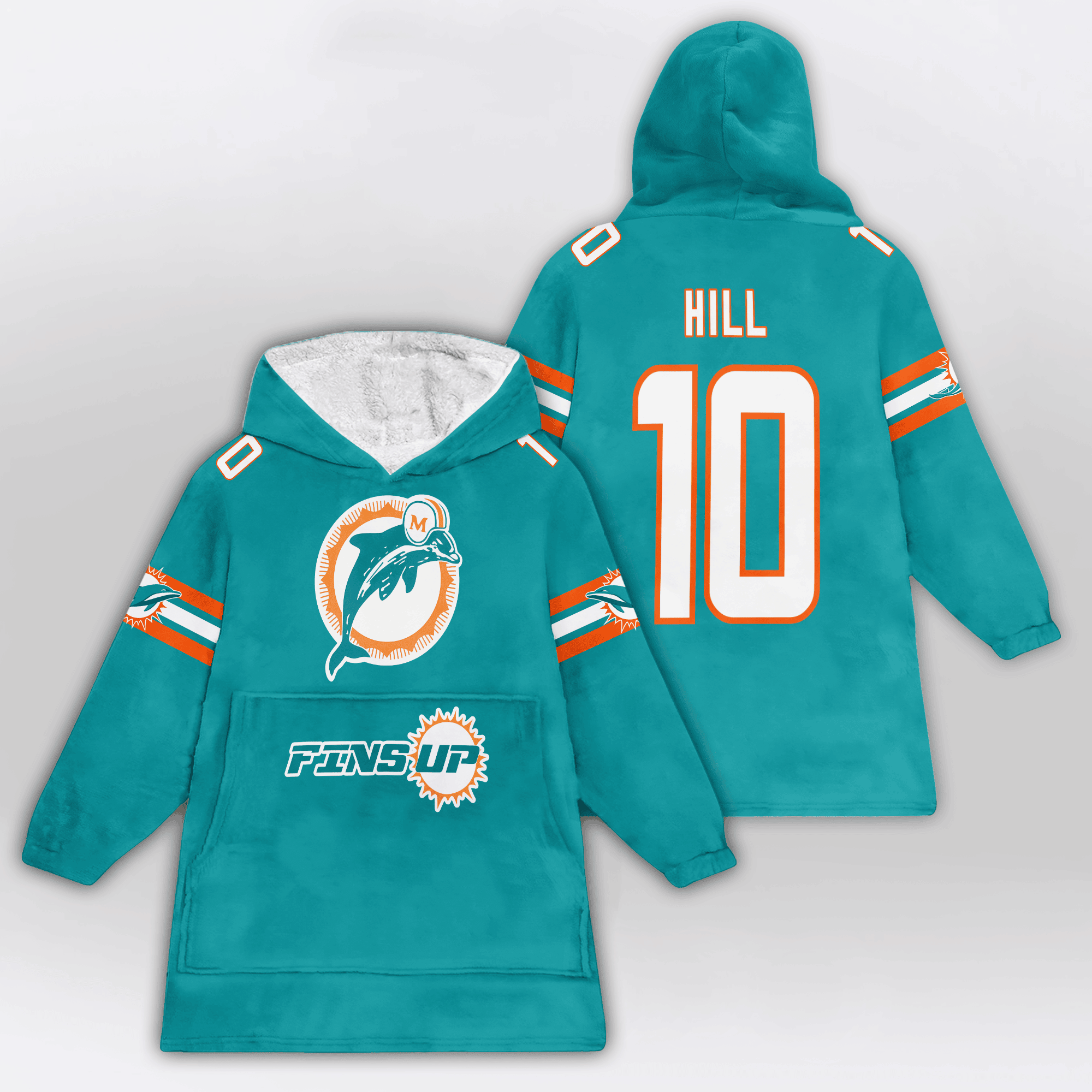 Fins Up T.H 10 Miami Football Unisex Blanket Hoodie