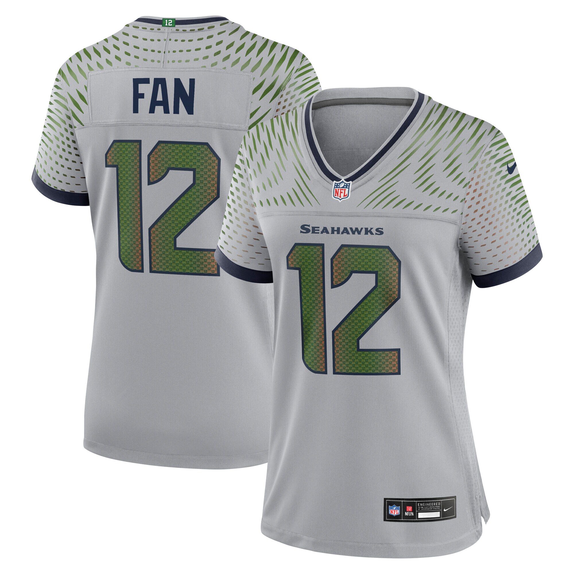 12s Seattle Seahawks #12 Women's 2025 Rivalries Collection Game Jersey - Wolf Gray