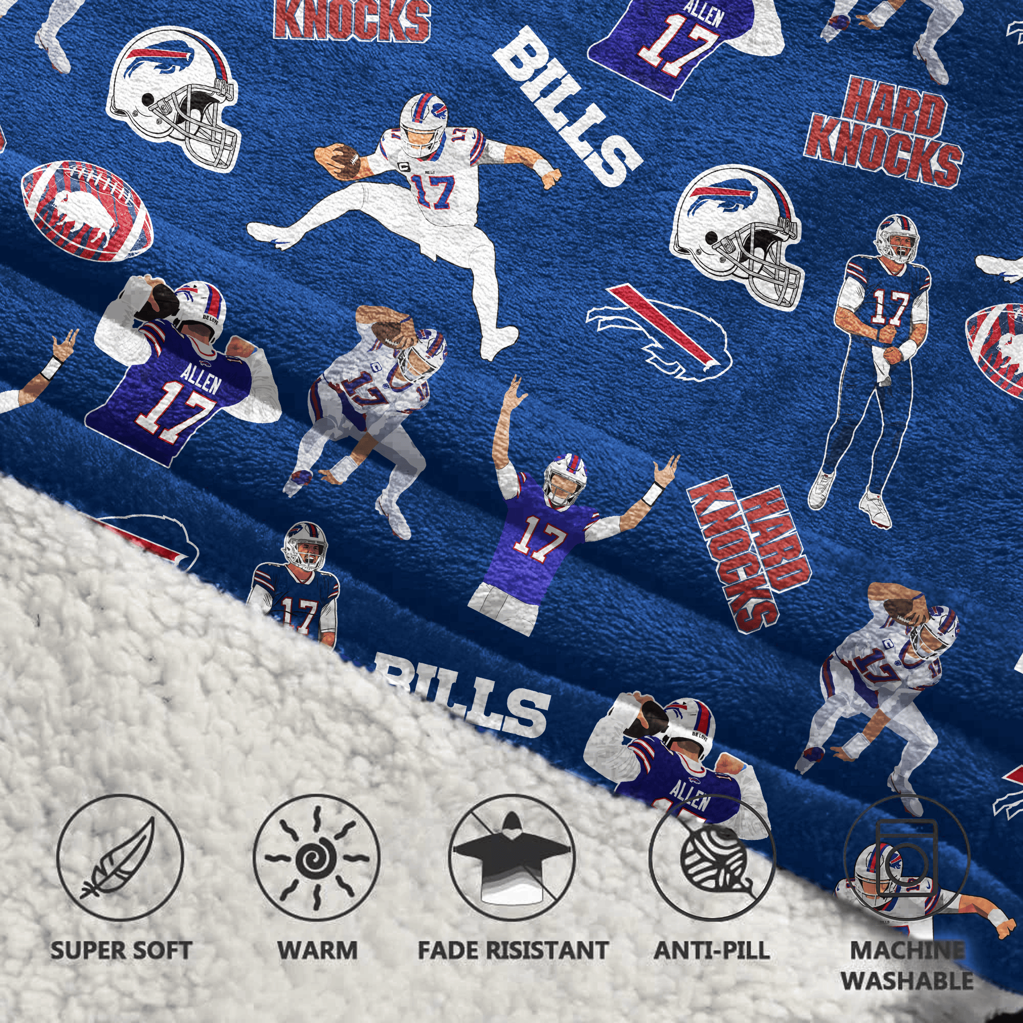 J.A 17 Buffalo Football Full Patterns Unisex Blanket Hoodie