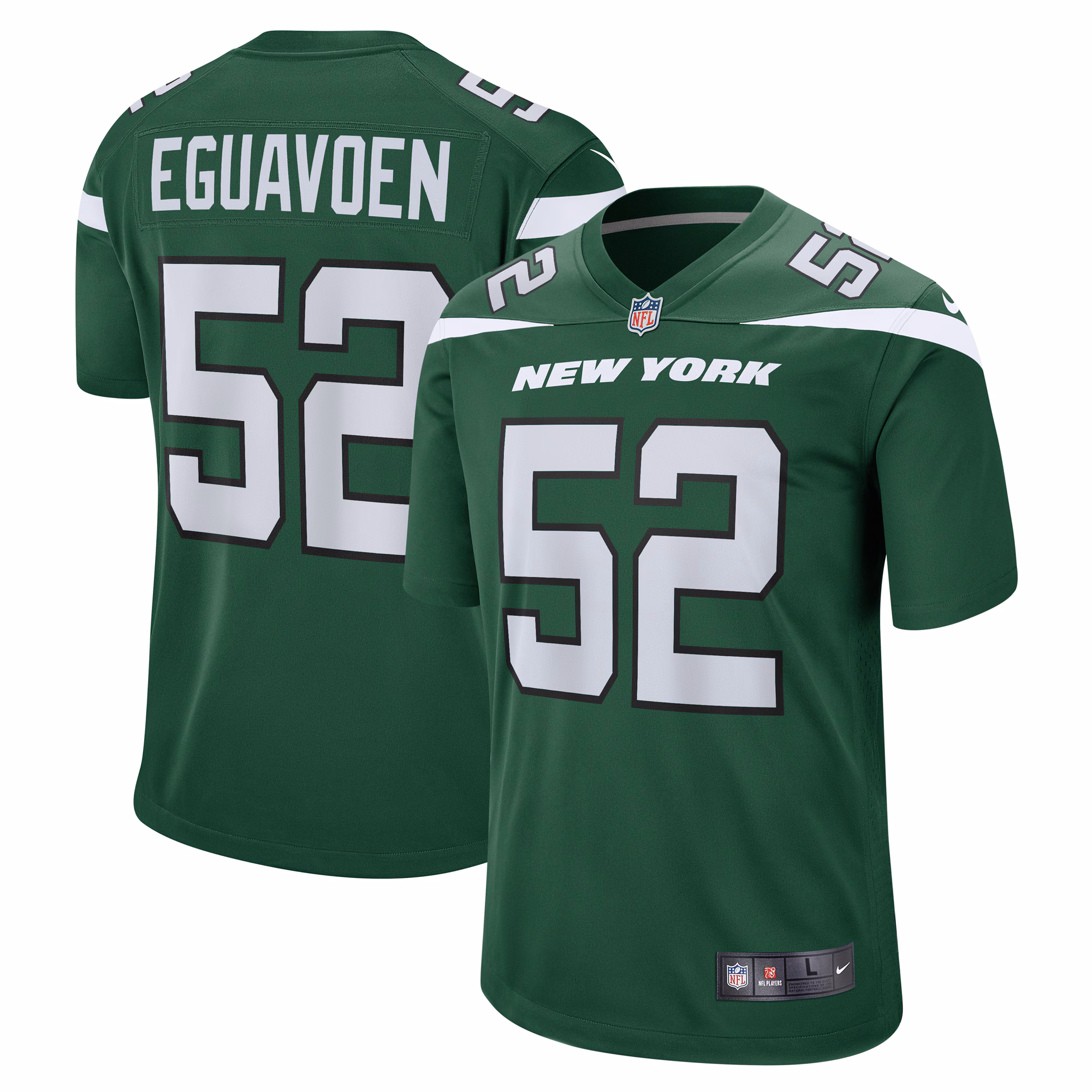 Sam Eguavoen New York Jets  Game Jersey - Gotham Green
