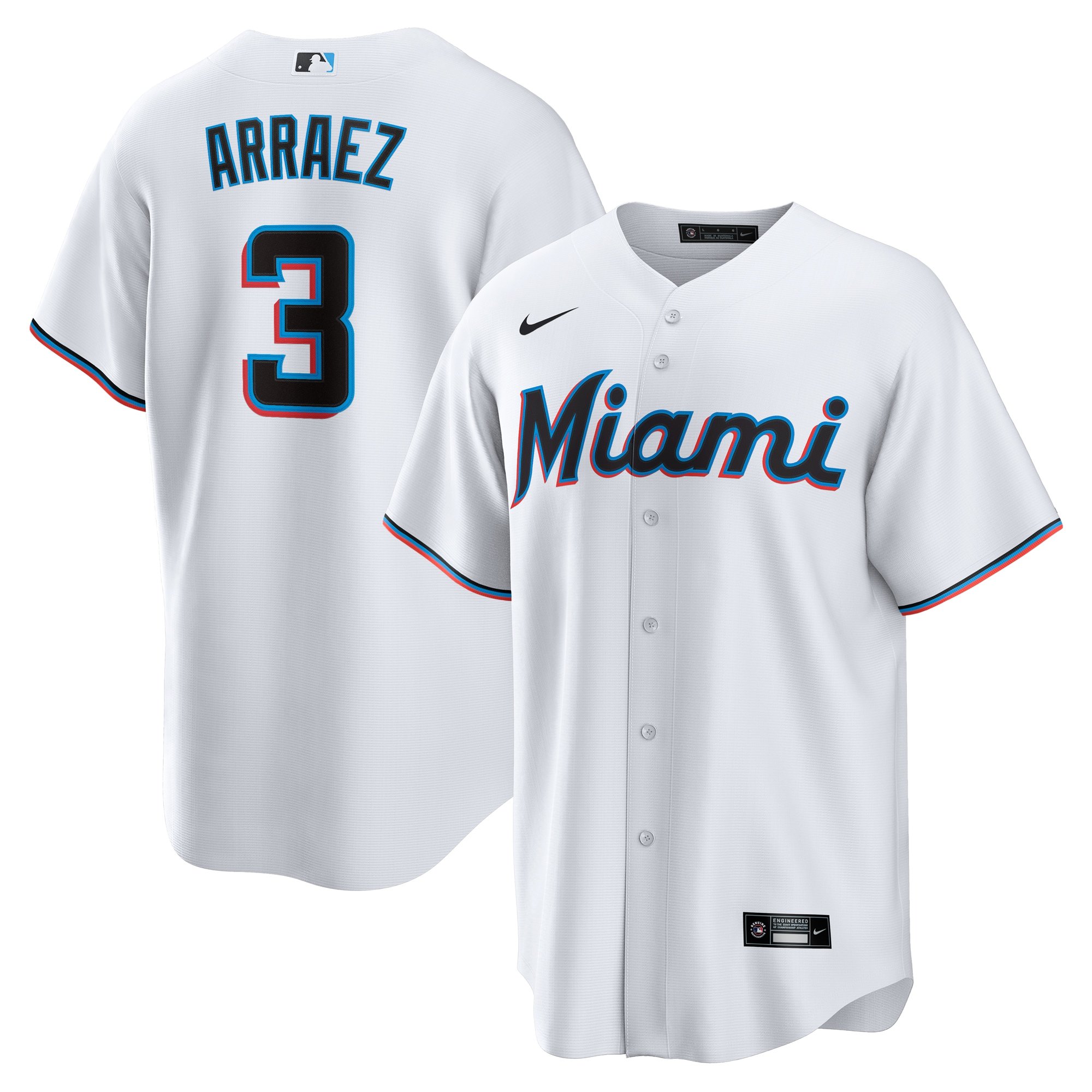 Men's Miami Marlins Luis Arraez  White Home Replica Player Jersey