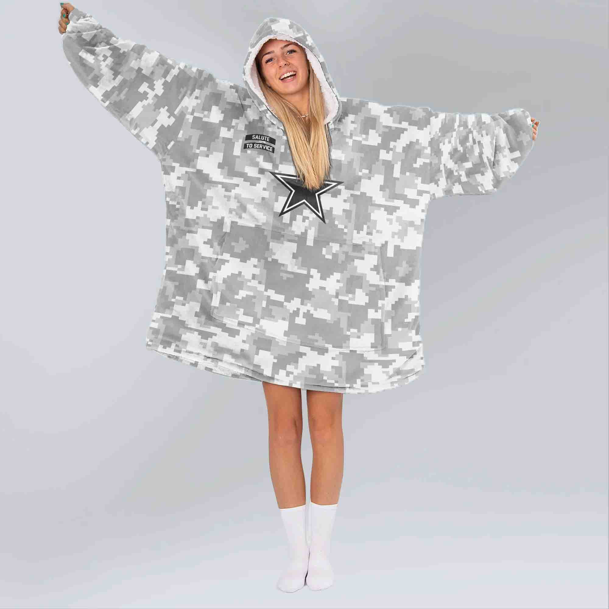 Adult Dallas Cowboys Unisex Camo Blanket Hoodie