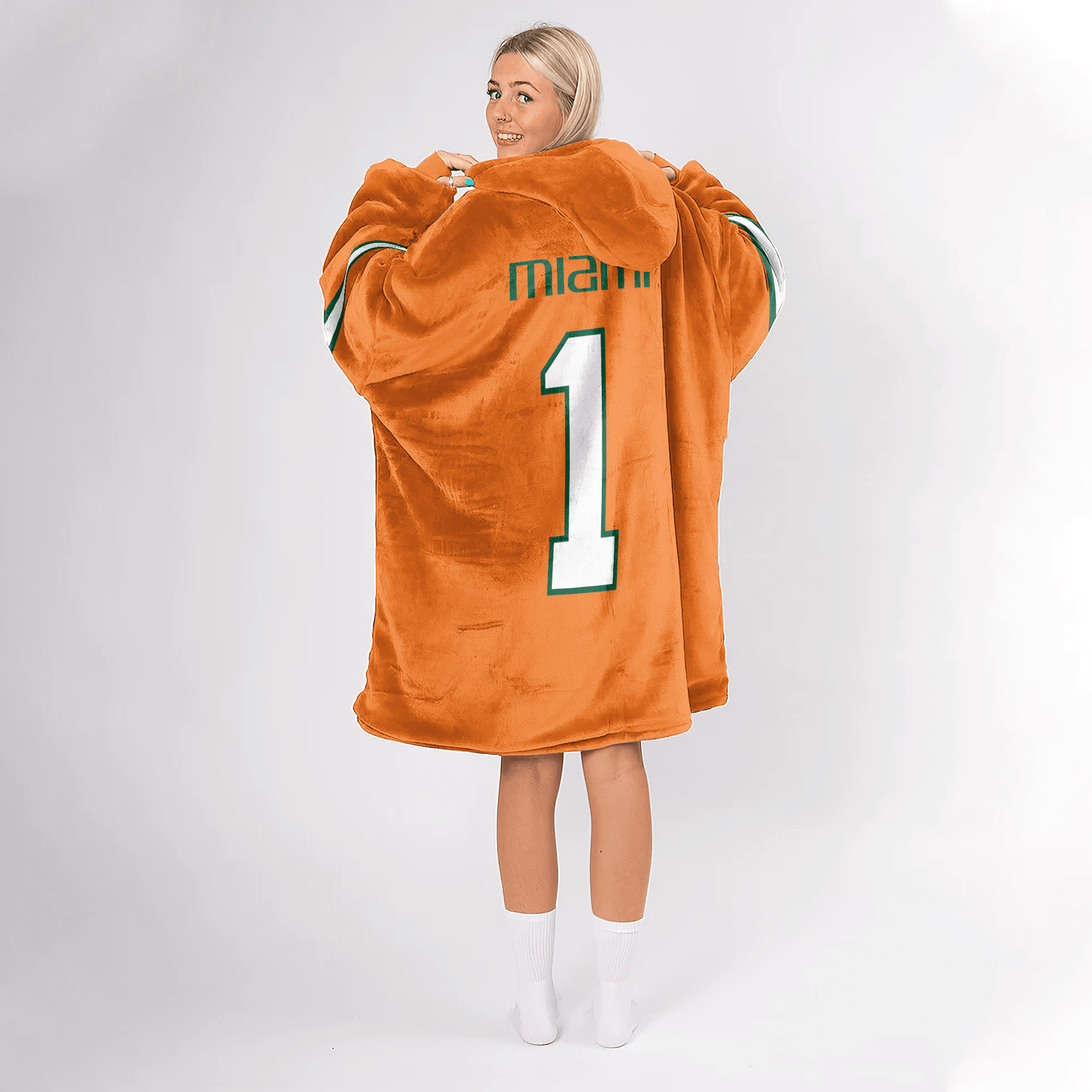 Adult #1 Miami Football Unisex Blanket Hoodie