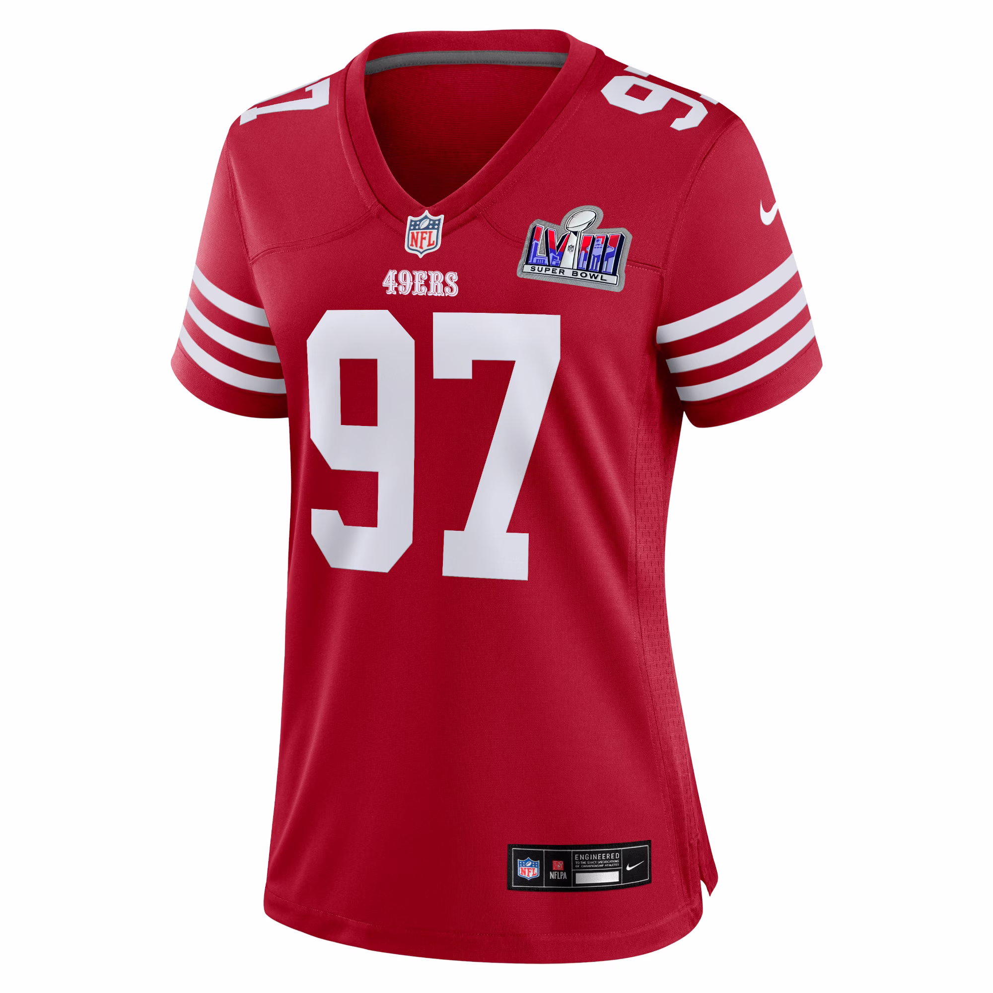 Nick Bosa San Francisco 49ers  Women's 2023 Super Bowl LVIII Game Jersey - Scarlet