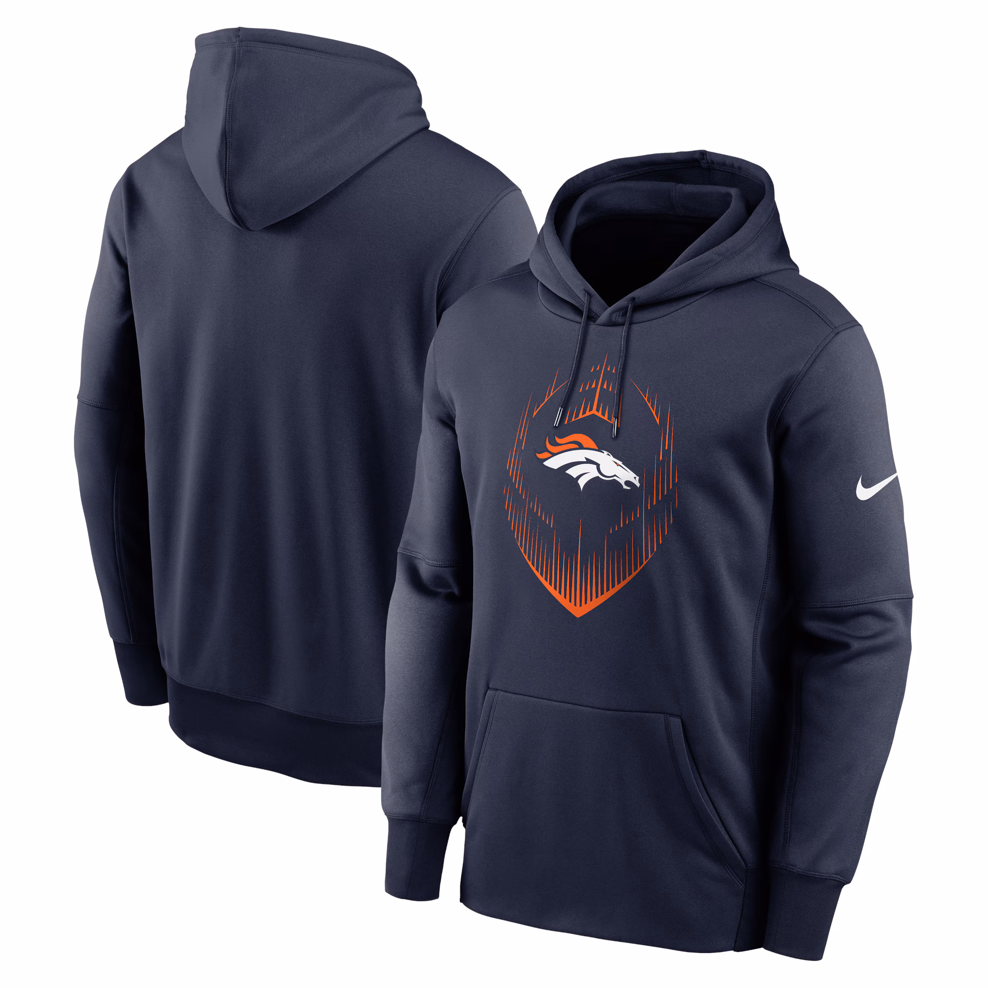 Denver Broncos Icon Performance Pullover Hoodie - Navy