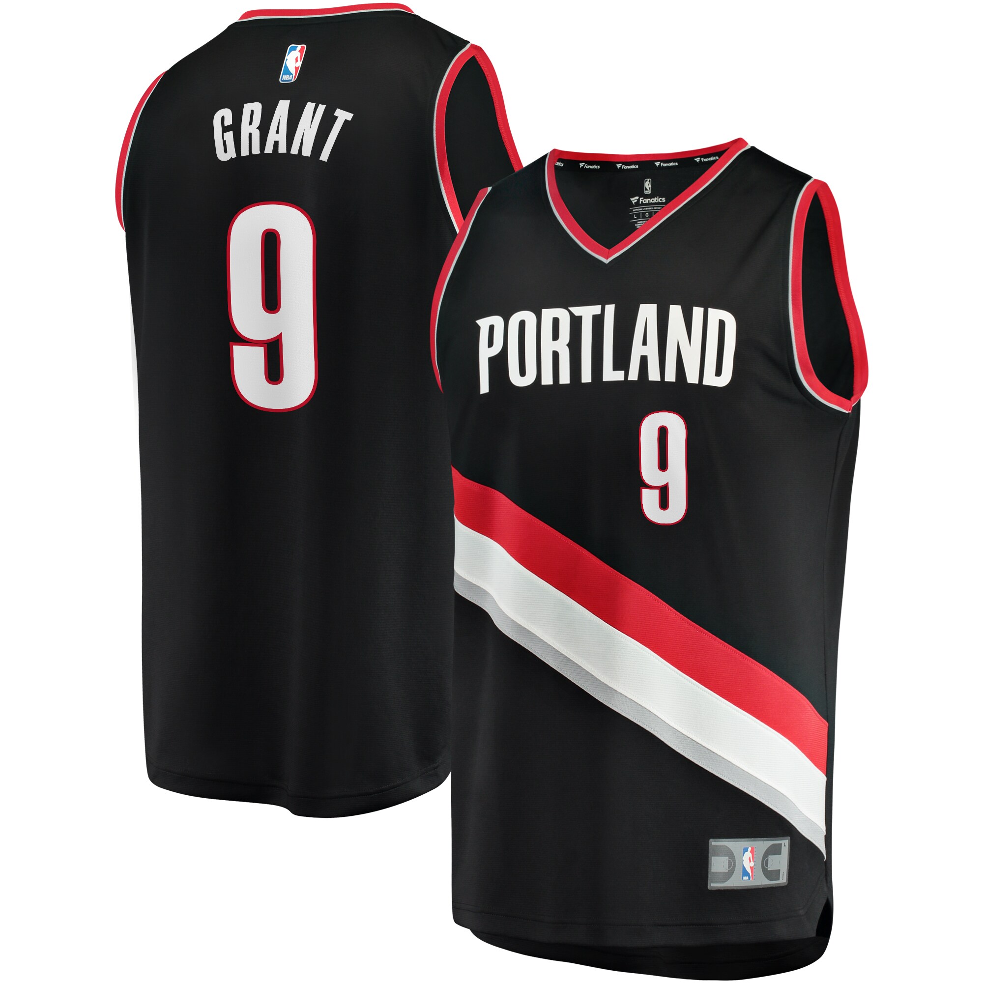Jerami Grant Portland Trail Blazers  Fast Break Replica Jersey - Icon Edition - Black