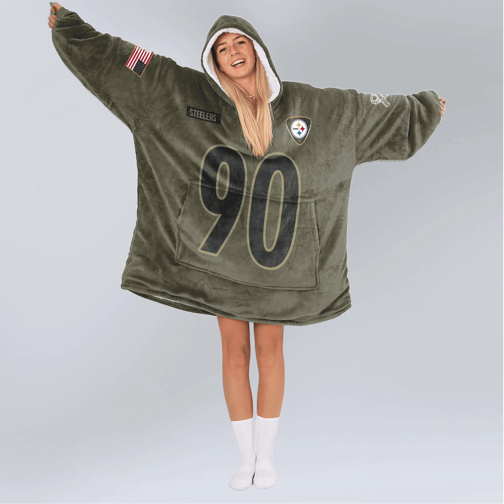 Army T.J.W 90 Pittsburgh Football Unisex Blanket Hoodie