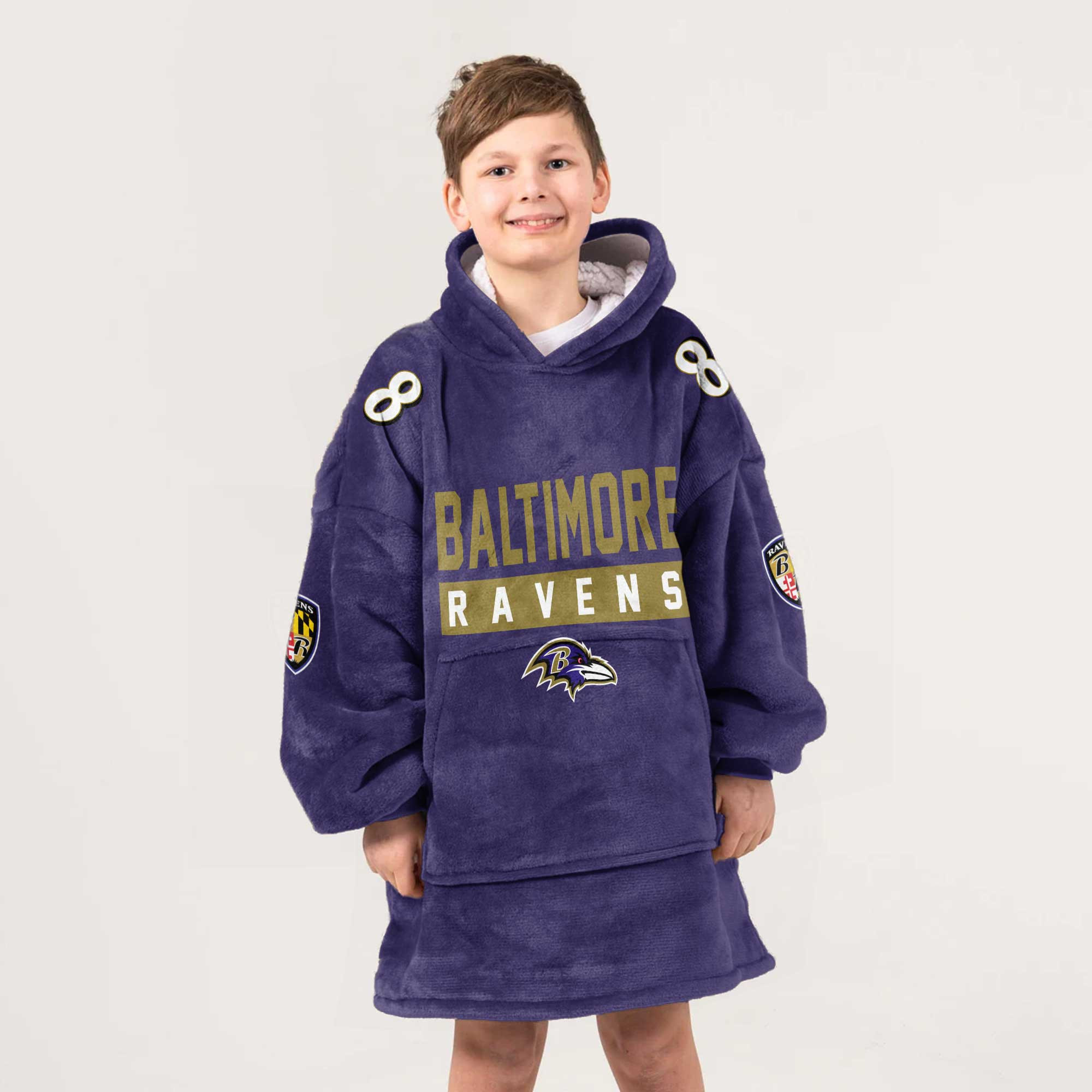 Adult L.J 8 Baltimore Football Unisex Blanket Hoodie