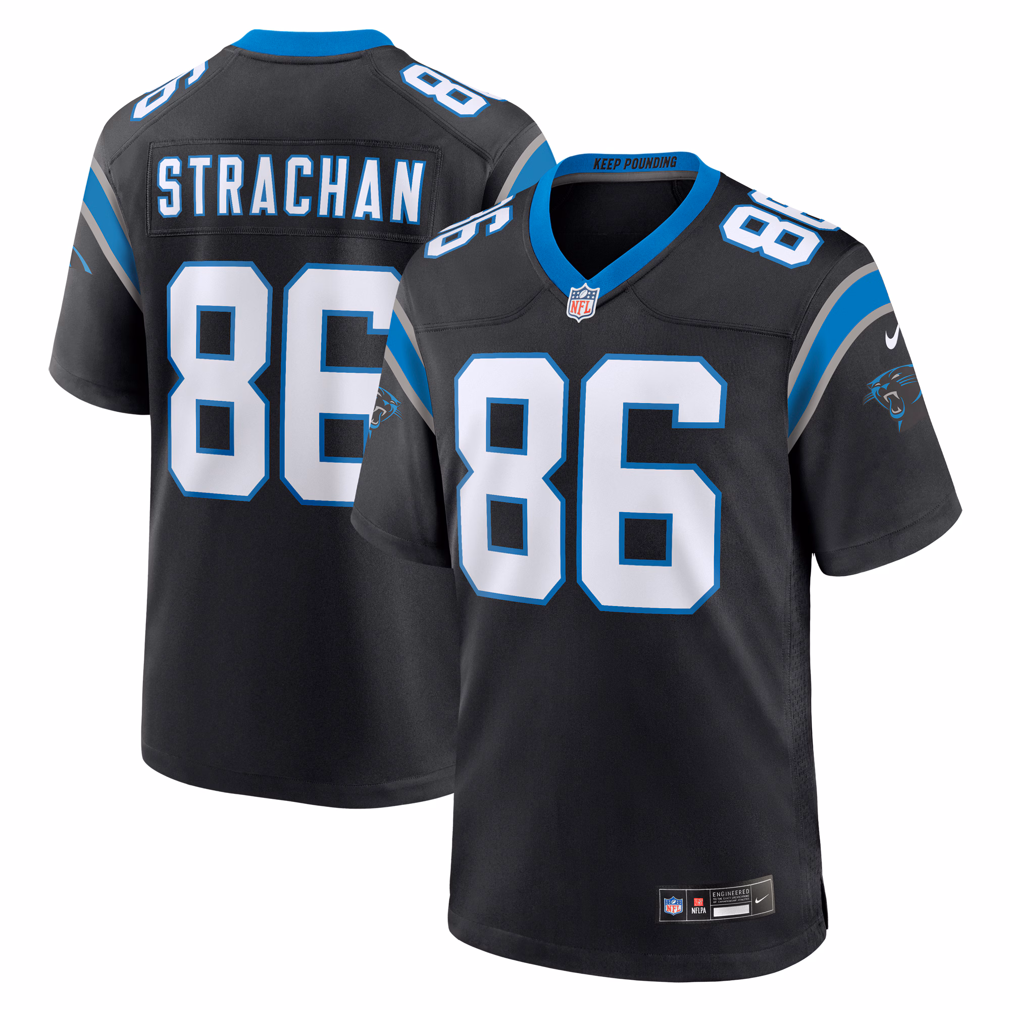 Mike Strachan Carolina Panthers  Game Jersey -  Black