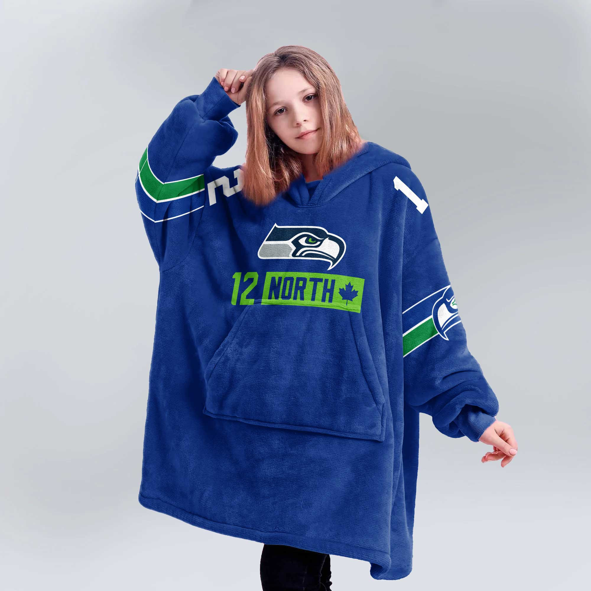 Kid North 12 Seattle Football Unisex Blanket Hoodie
