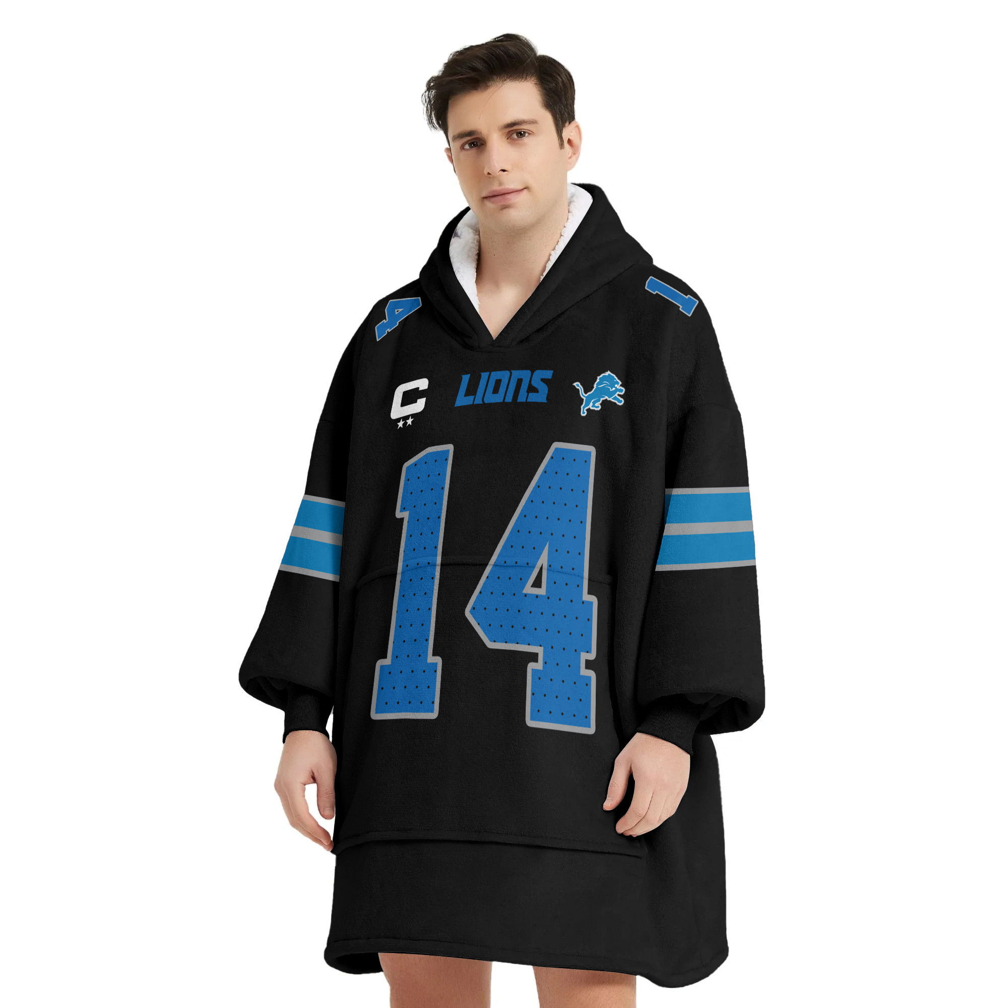 Adult A ST.B 14 Detroit Football Unisex Blanket Hoodie