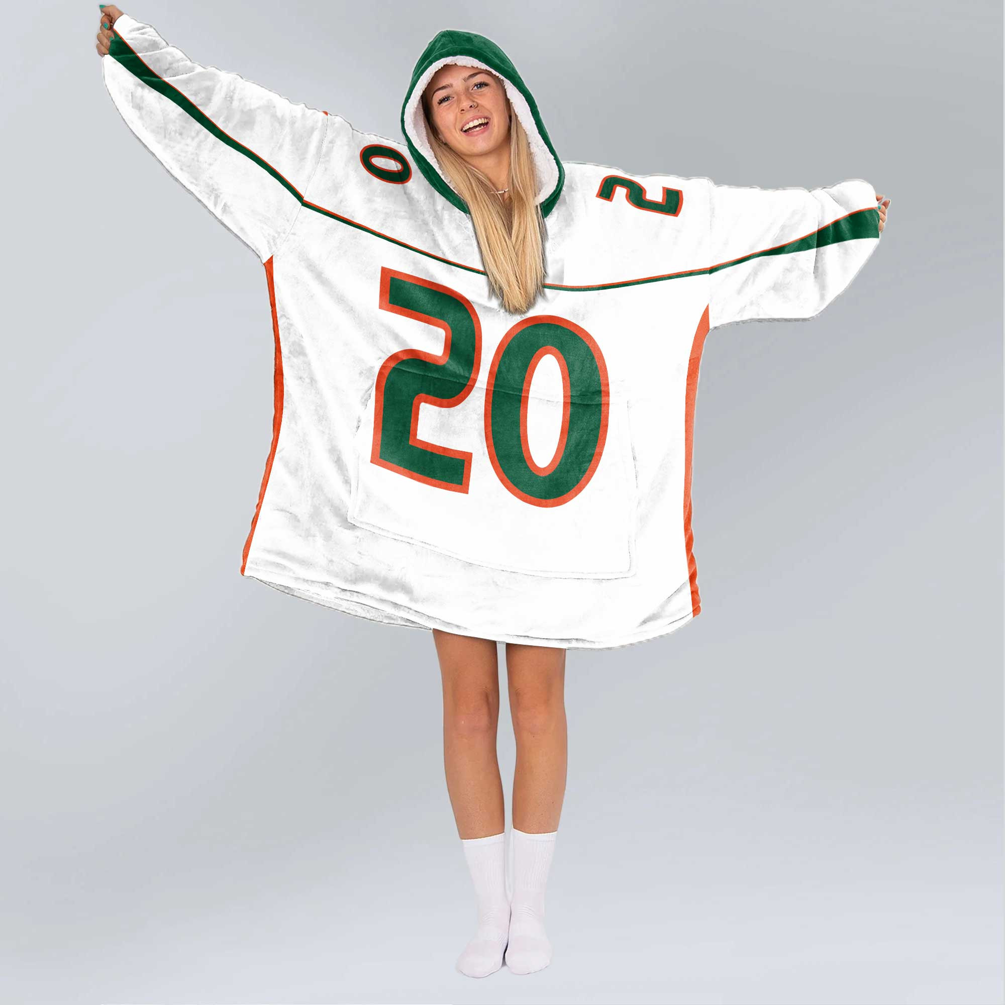 Adult 20 Miami Football Unisex Blanket Hoodie
