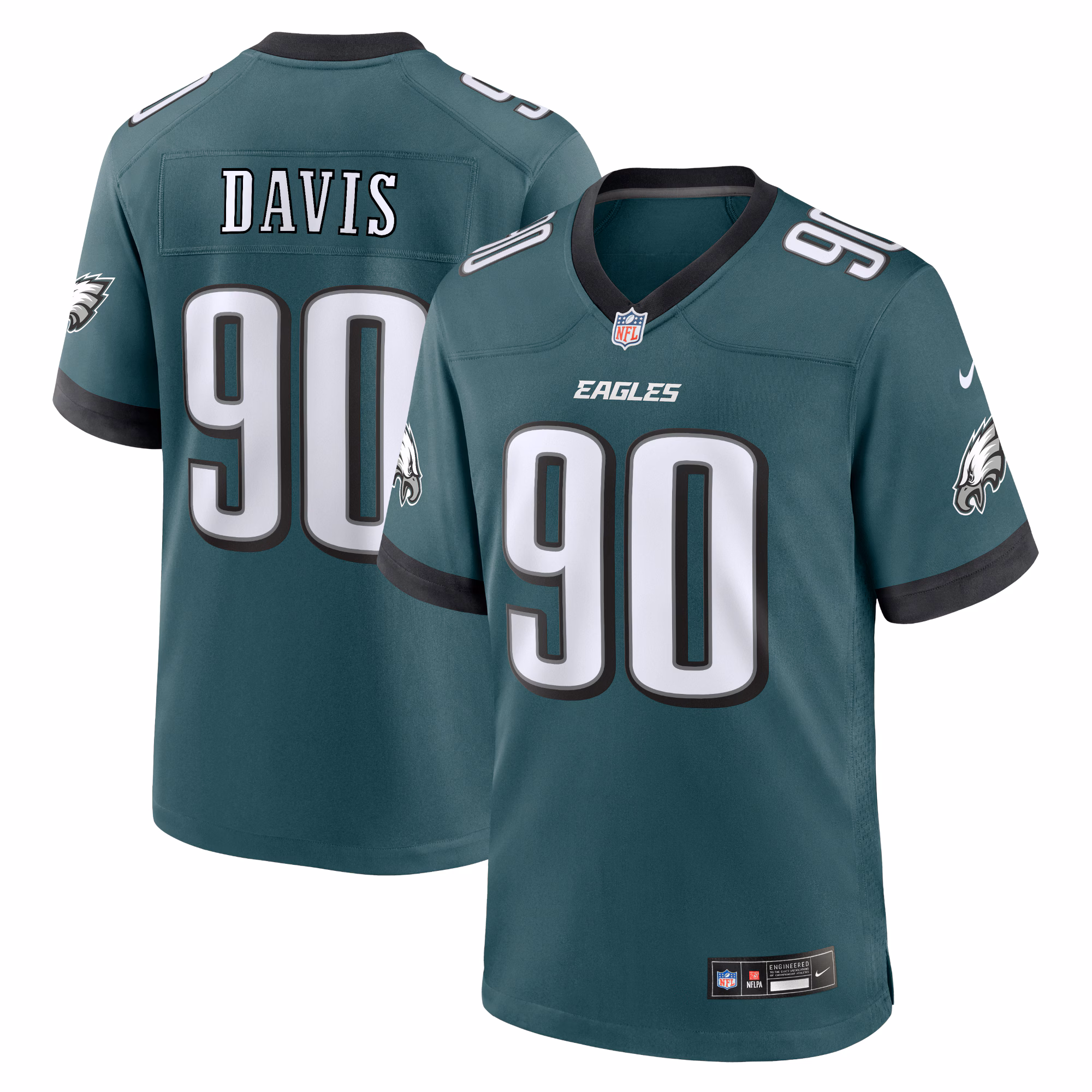 Davis Philadelphia Eagles Team Game Jersey - Midnight Green