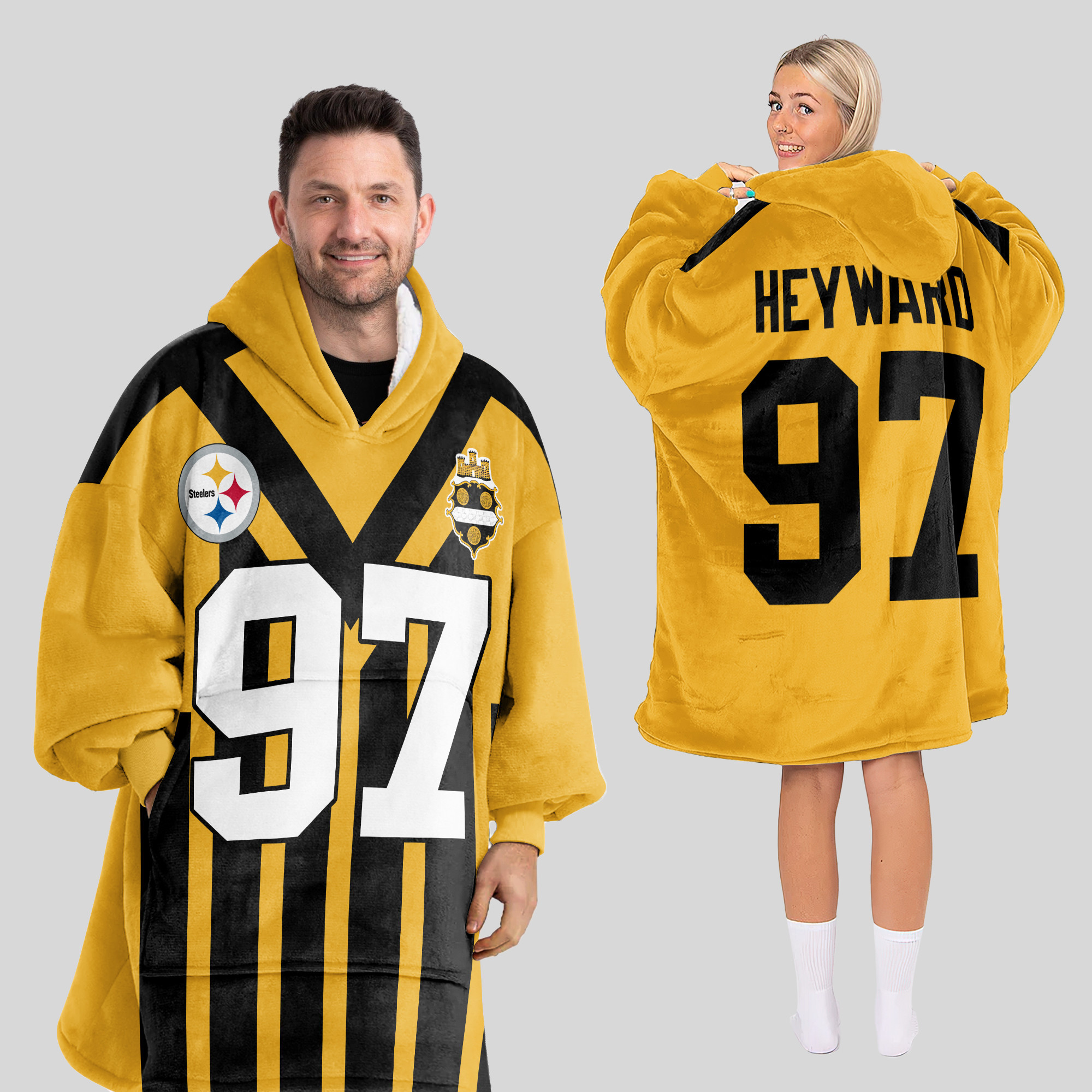 Adult 97 Pittsburgh Football Unisex Blanket Hoodie
