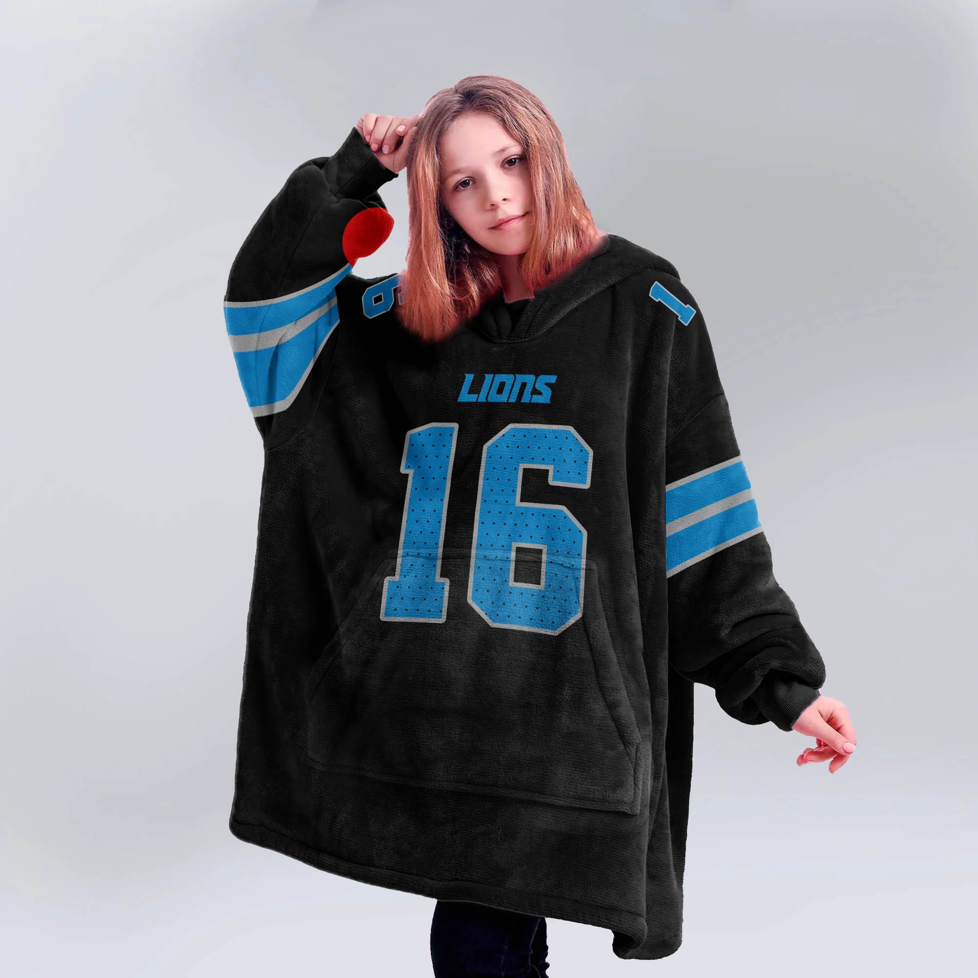 Adult J G 16 Detroit Lions Football Unisex Blanket Hoodie