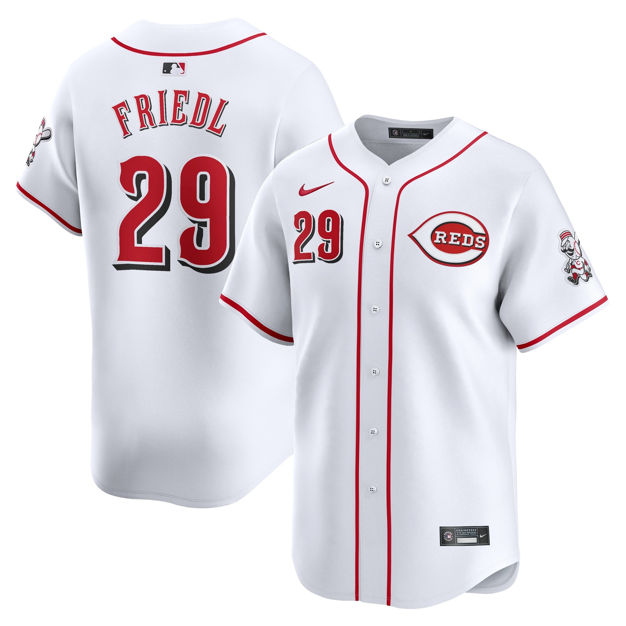 Men's Cincinnati Reds TJ Friedl  White Home Limited Player Jersey