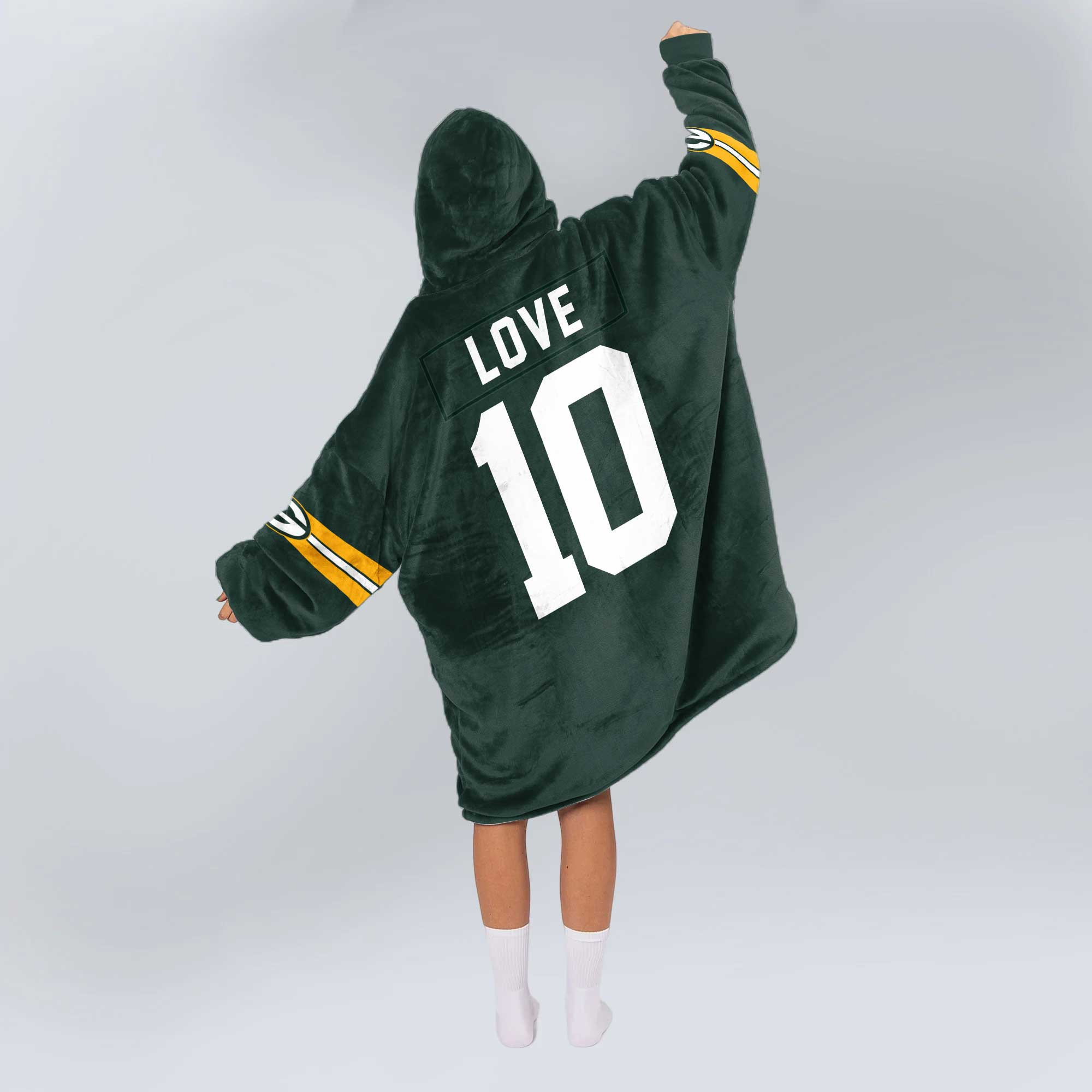Adult 10 Green Bay Football Unisex Blanket Hoodie