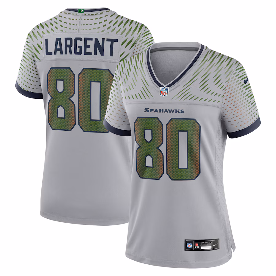 Steve Largent #80 Seattle Seahawks Women's 2025 Rivalries Collection Retired Game Jersey - Wolf Gray