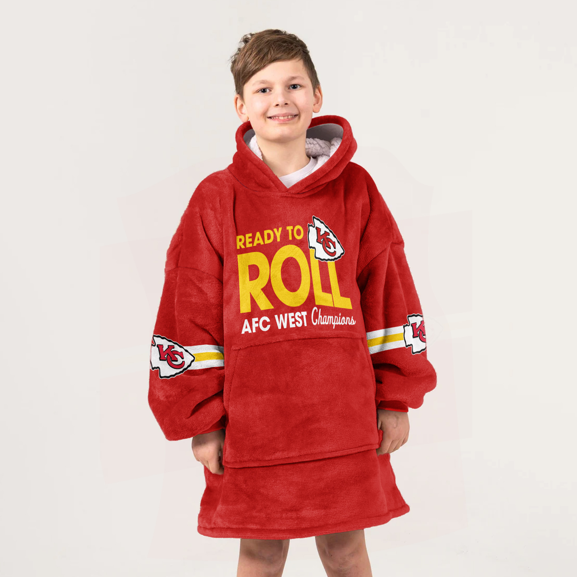 Adult Ready To Roll Kansas City Football Unisex Blanket Hoodie