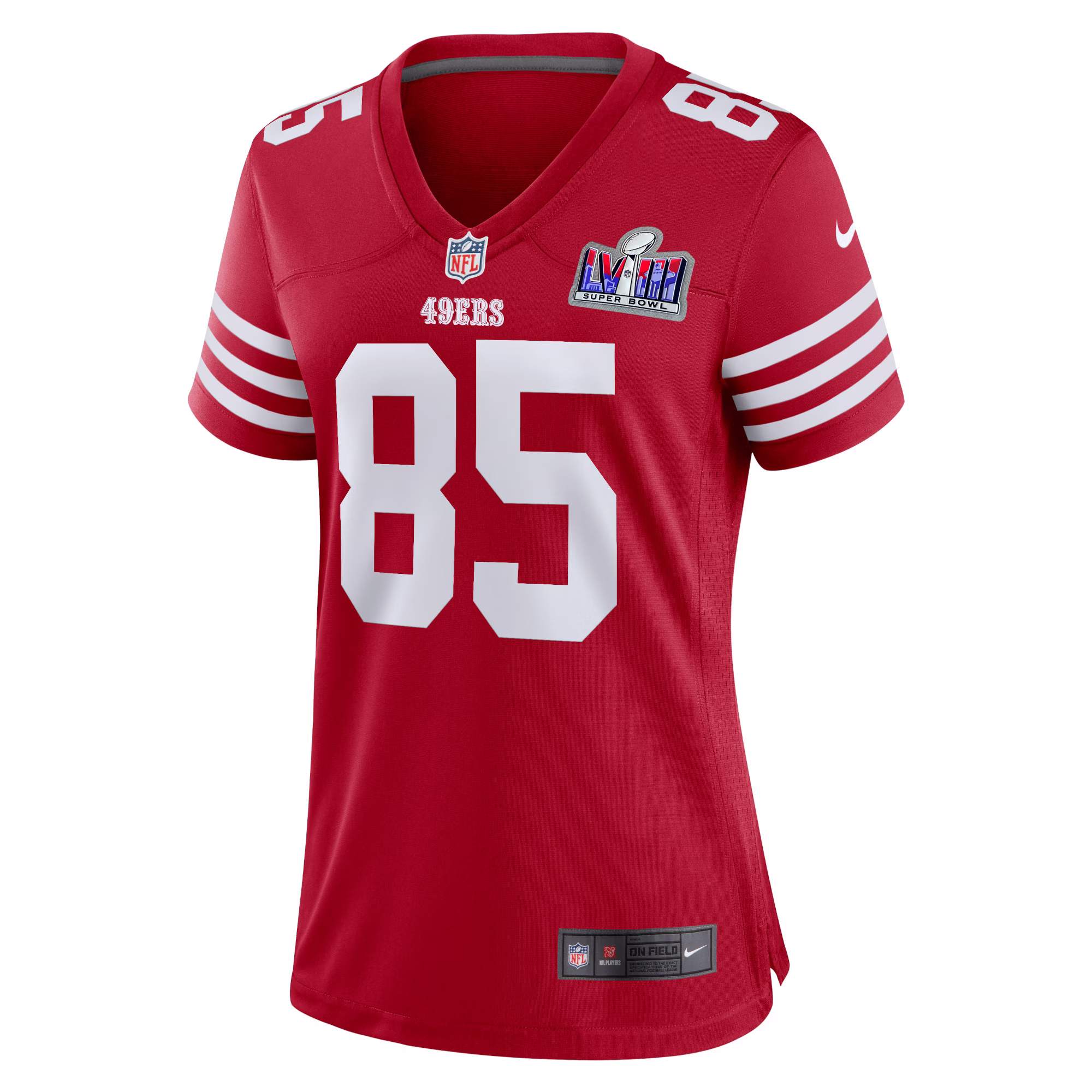 George Kittle San Francisco 49ers  Women's 2023 Super Bowl LVIII Game Jersey - Scarlet