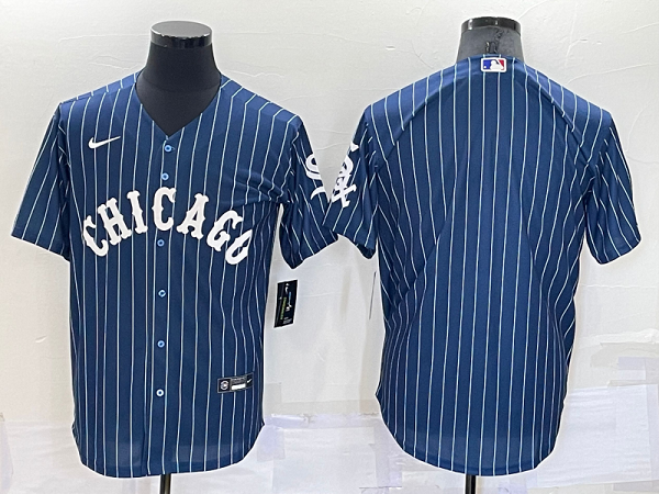 Men's  Chicago White Sox Blank Blue Throwback MLB Cool Base Jersey