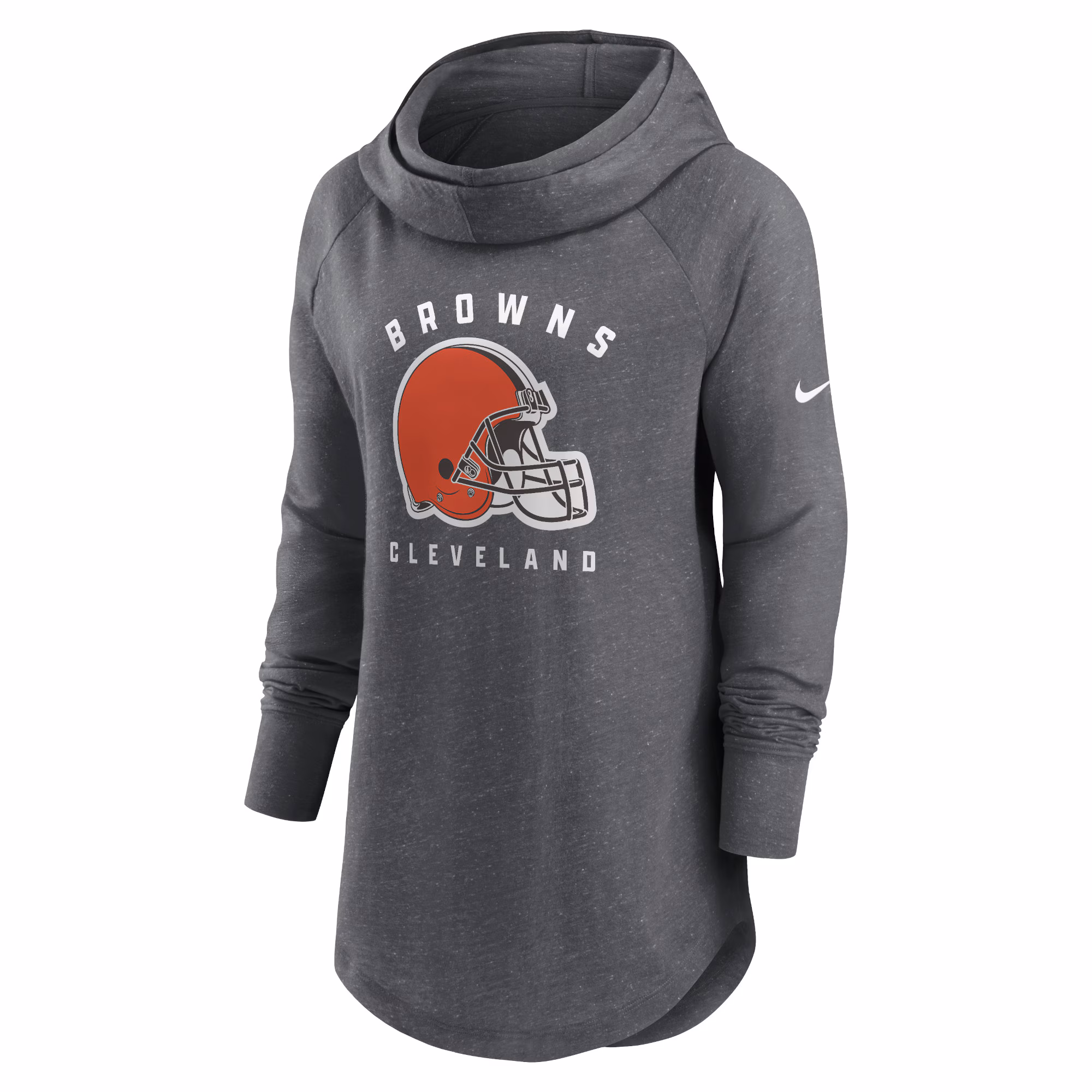 Cleveland Browns Women's Raglan Funnel Neck Pullover Hoodie - Heather Charcoal