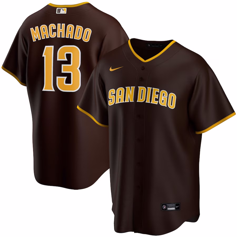 Men's San Diego Padres #13 Manny Machado Brown Alternate Replica Player Jersey
