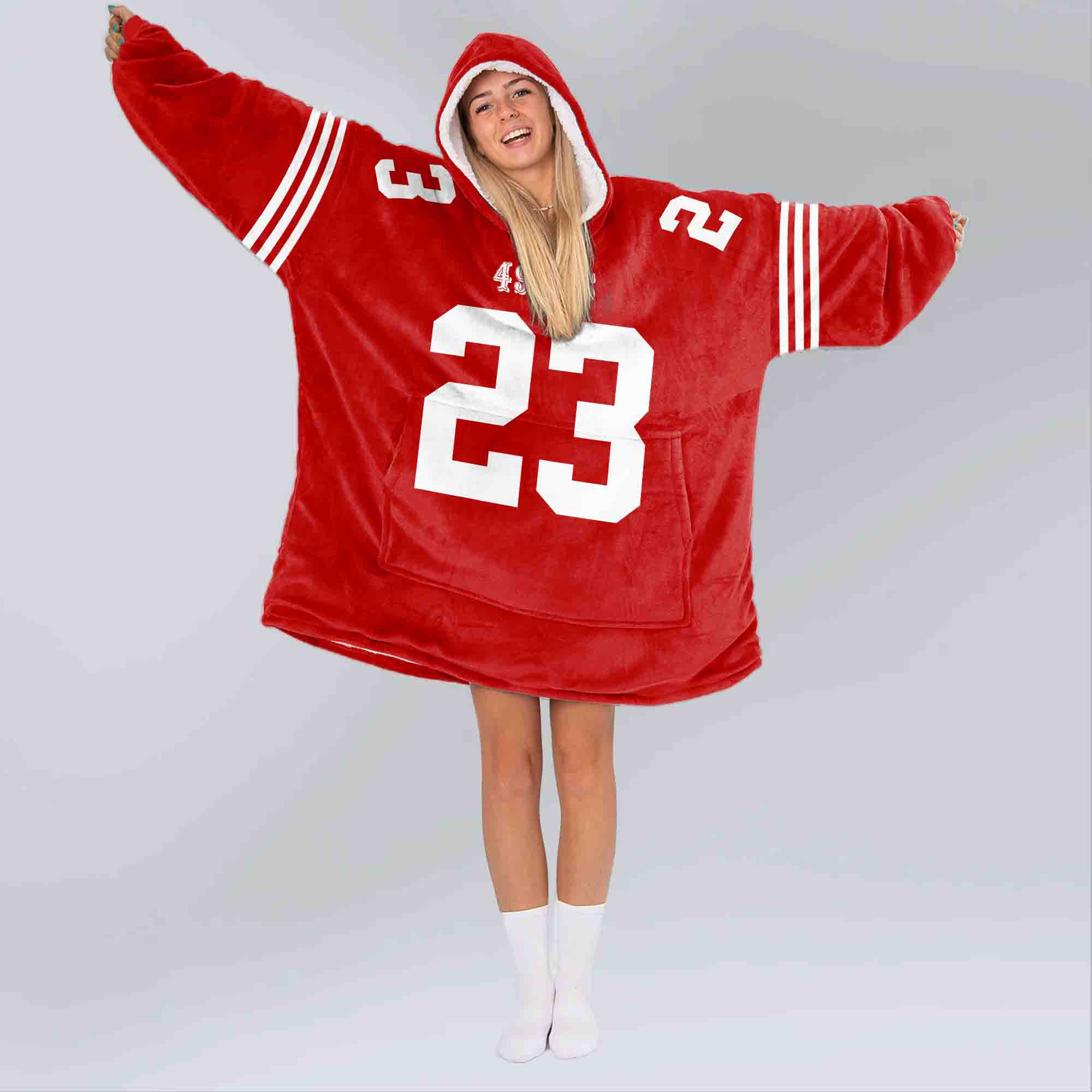 Adult C.M 23 San Francisco 49ers Football Unisex Blanket Hoodie