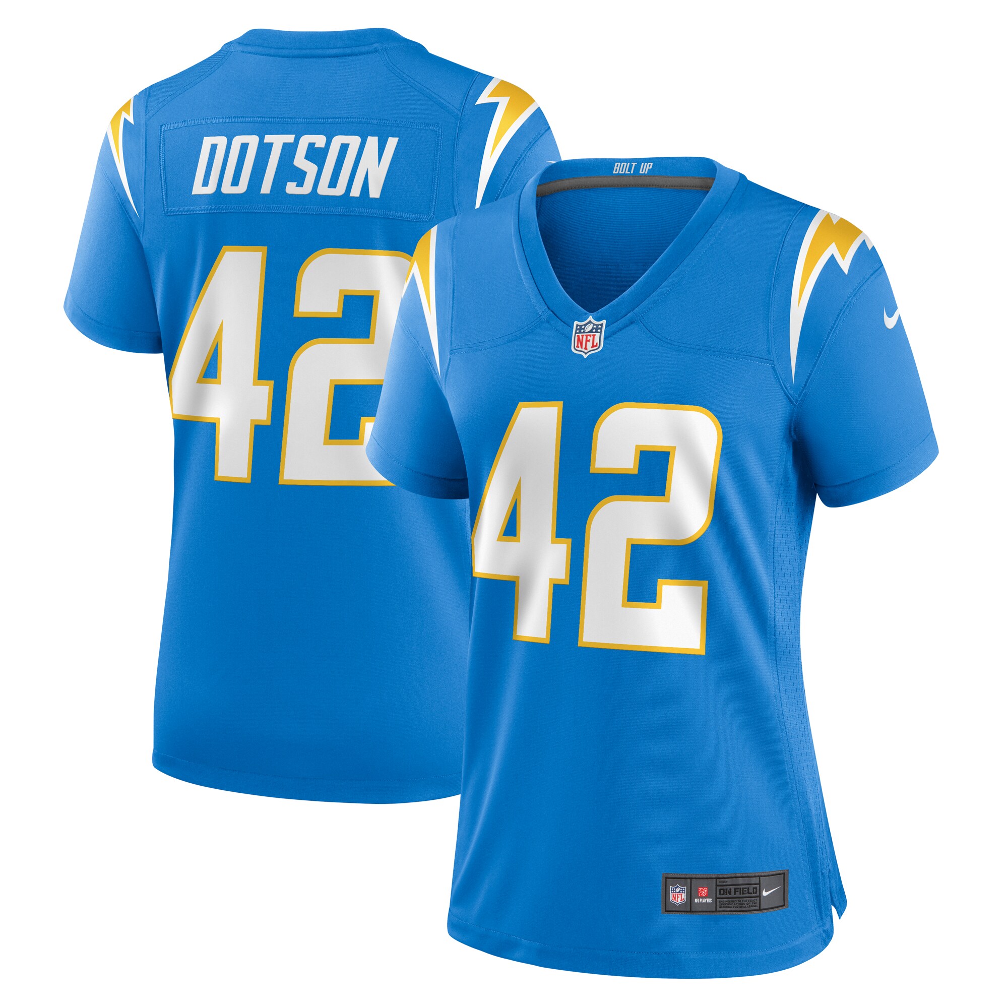 Elijah Dotson Los Angeles Chargers Women's Team Game Jersey -  Powder Blue