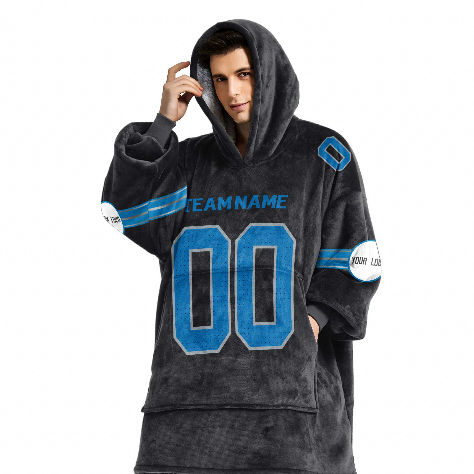 Adult Custom Blanket Hoodie Detroit Inspired Color
