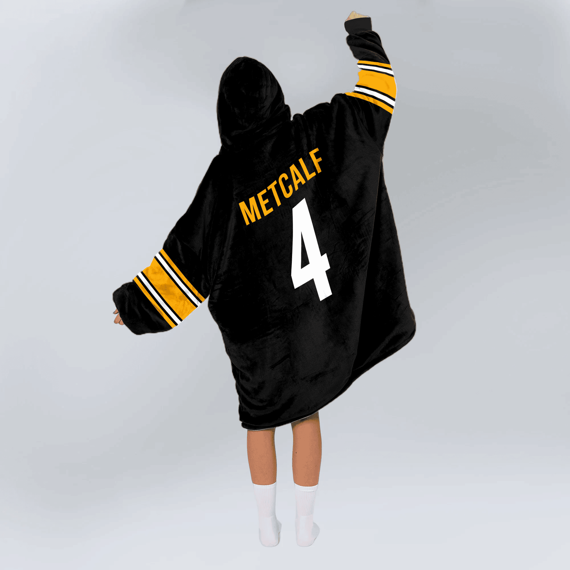 Adult 4 Pittsburgh Football Unisex Blanket Hoodie