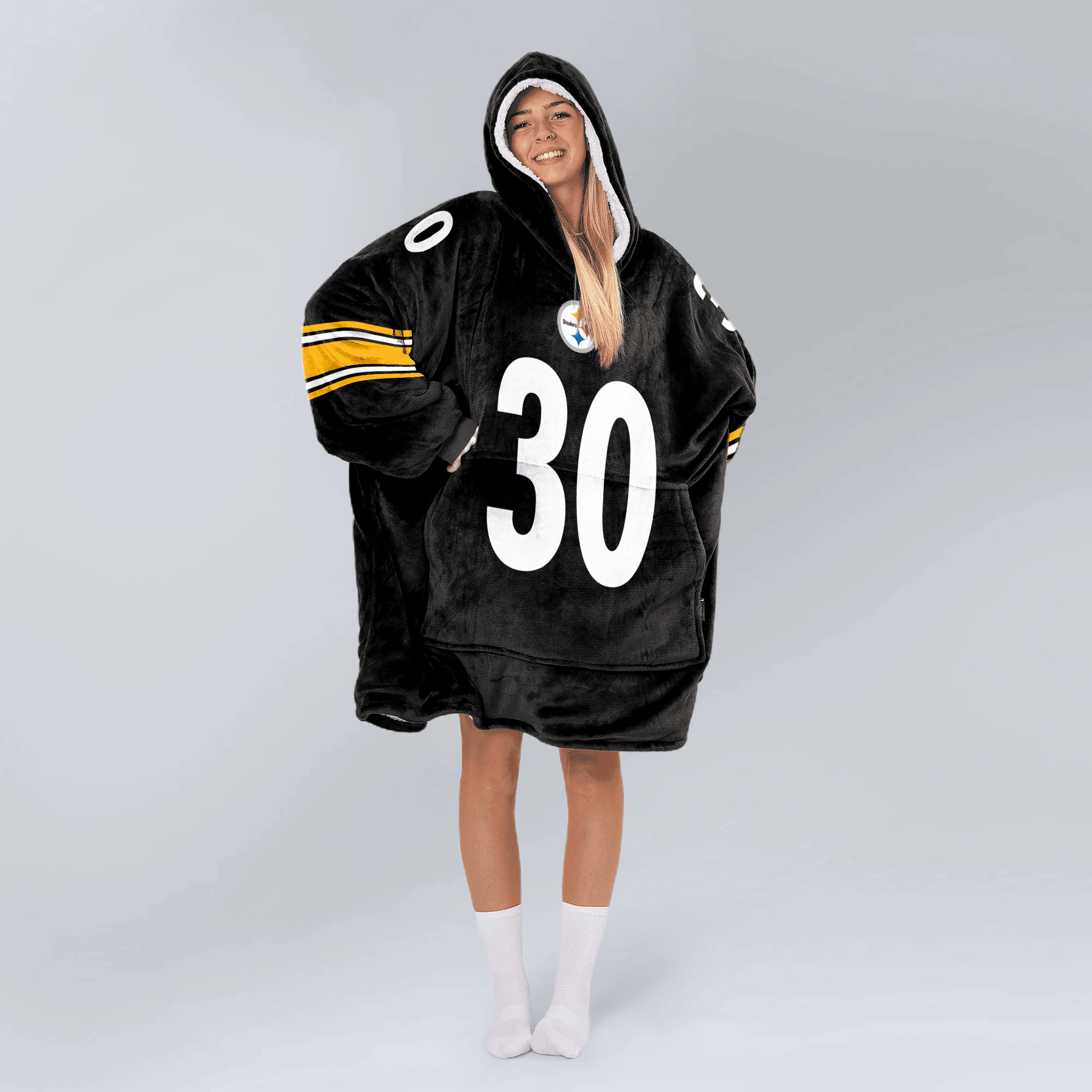 Adult 30 Pittsburgh Football Unisex Blanket Hoodie