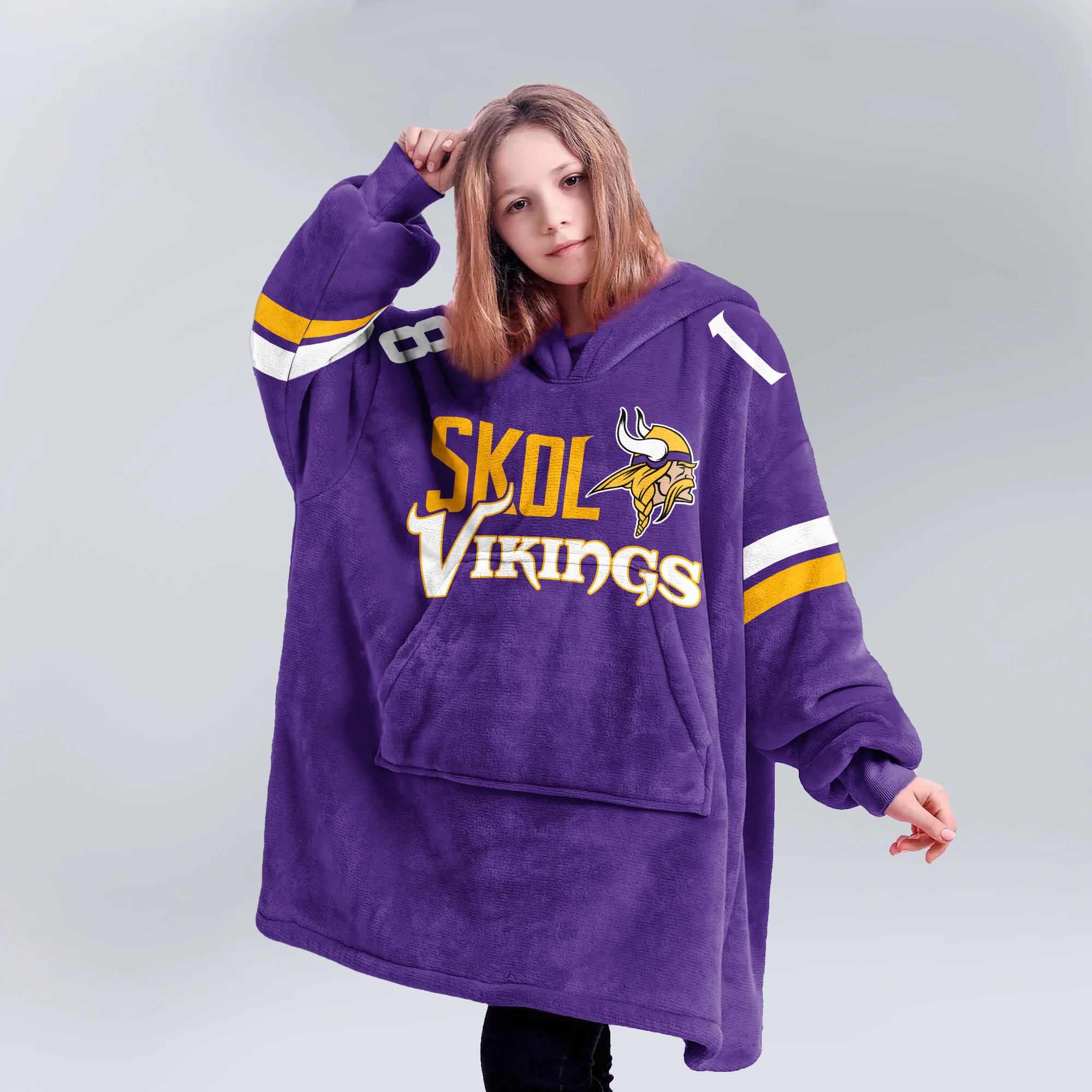 Adult Skol JJ 18 Minnesota Football Unisex Blanket Hoodie