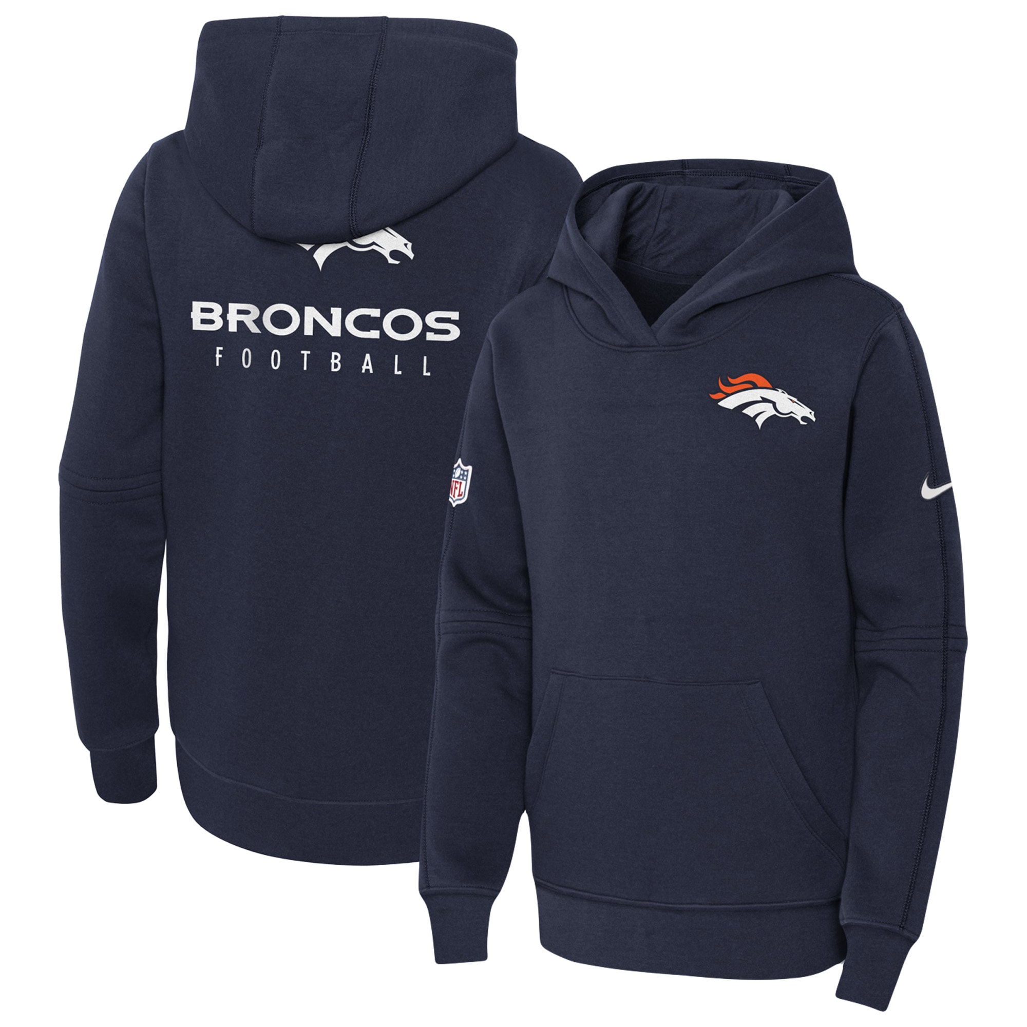 Denver Broncos  Youth 2023 Sideline Club Fleece Pullover Hoodie - Navy