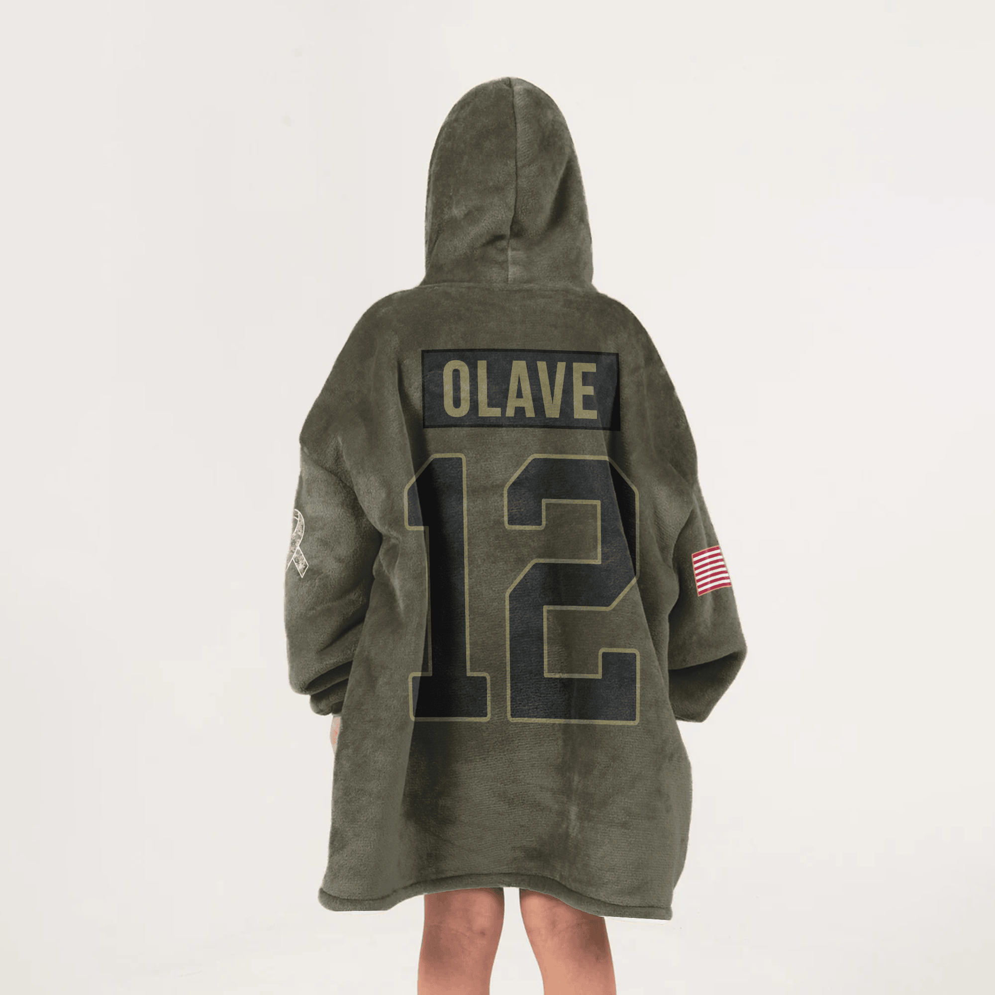 Kid C.O 12 New Orleans Football Blanket Hoodie – Olive Salute to Service