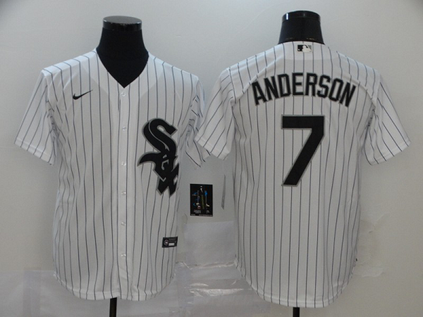Men's Chicago White Sox #7 Tim Anderson White Stitched MLB Cool Base  Jersey