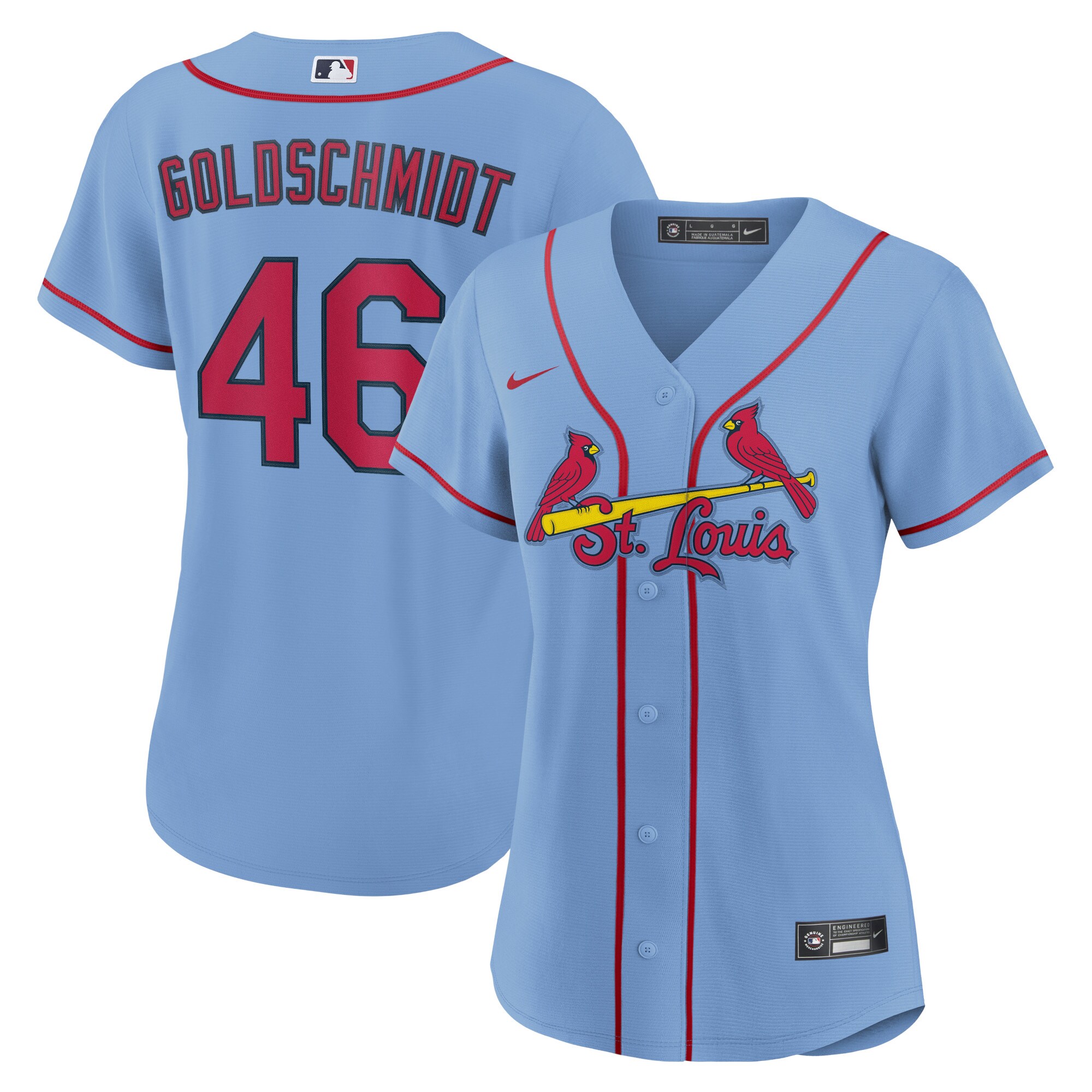 Paul Goldschmidt St.Louis Cardinals  Women's Alternate Replica Player Jersey - Light Blue