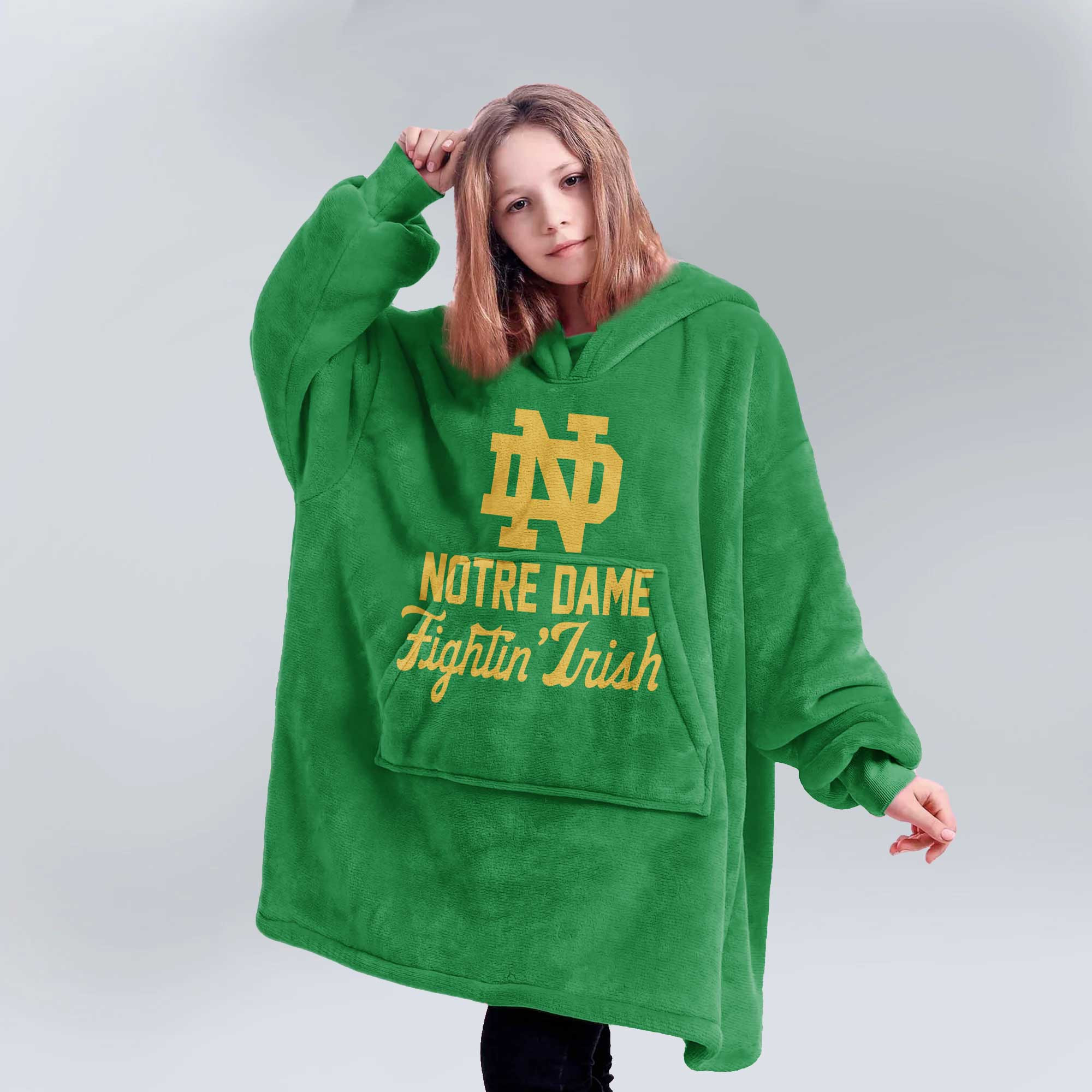 Kid Notre Dame Football Unisex Blanket Hoodie