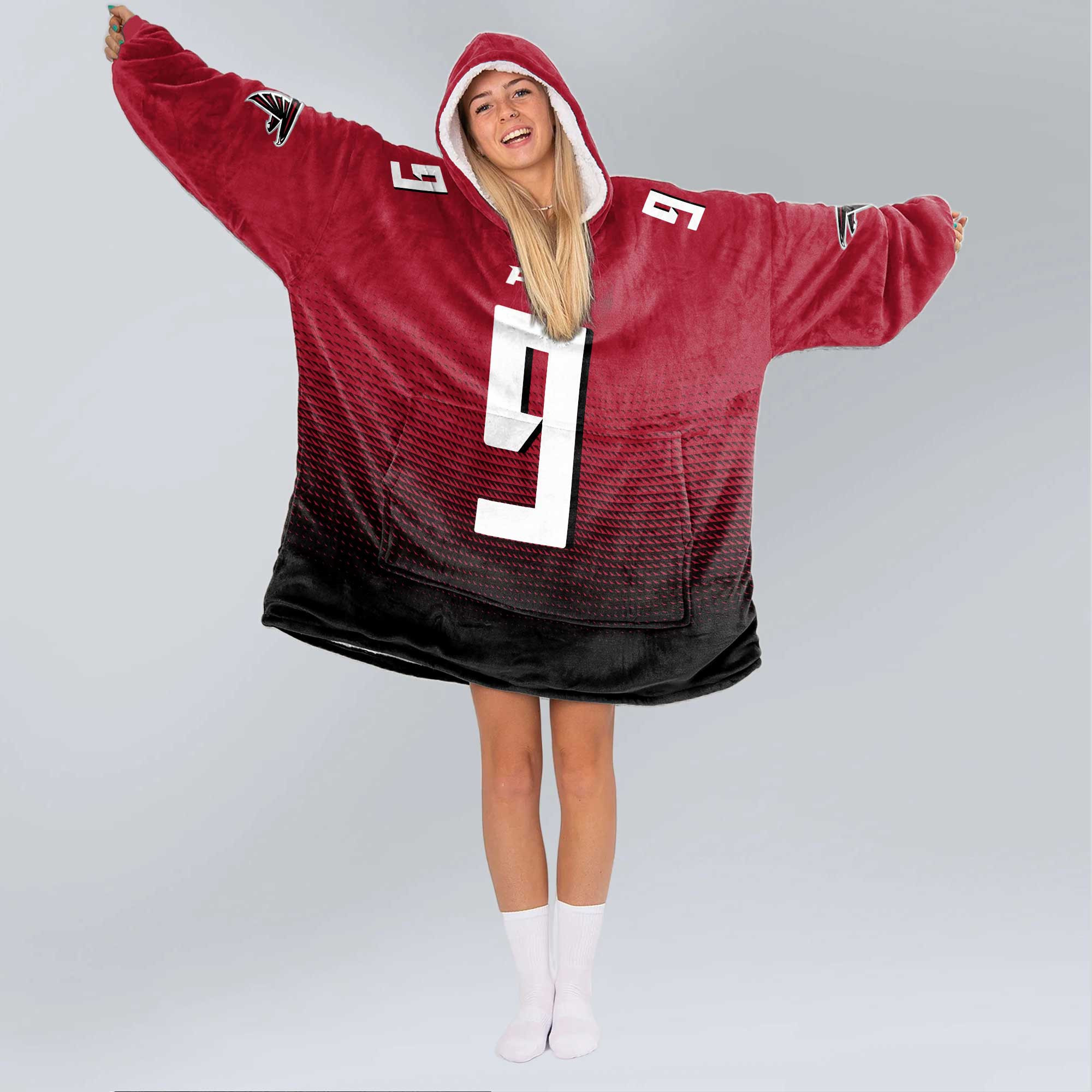 Adult 9 Atlanta Football Unisex Blanket Hoodie
