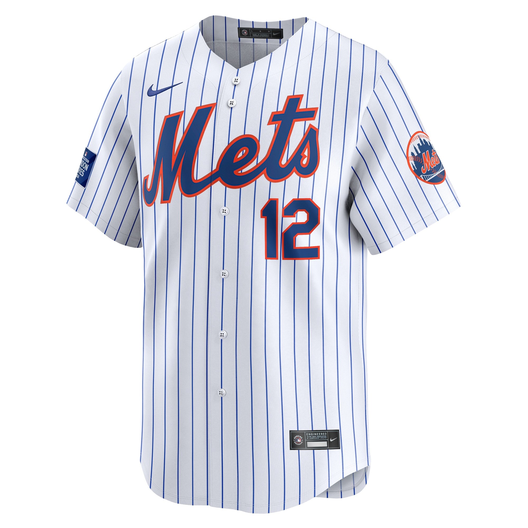 Men's New York Mets Francisco Lindor  White 2024 MLB World Tour London Series Home Limited Player Jersey