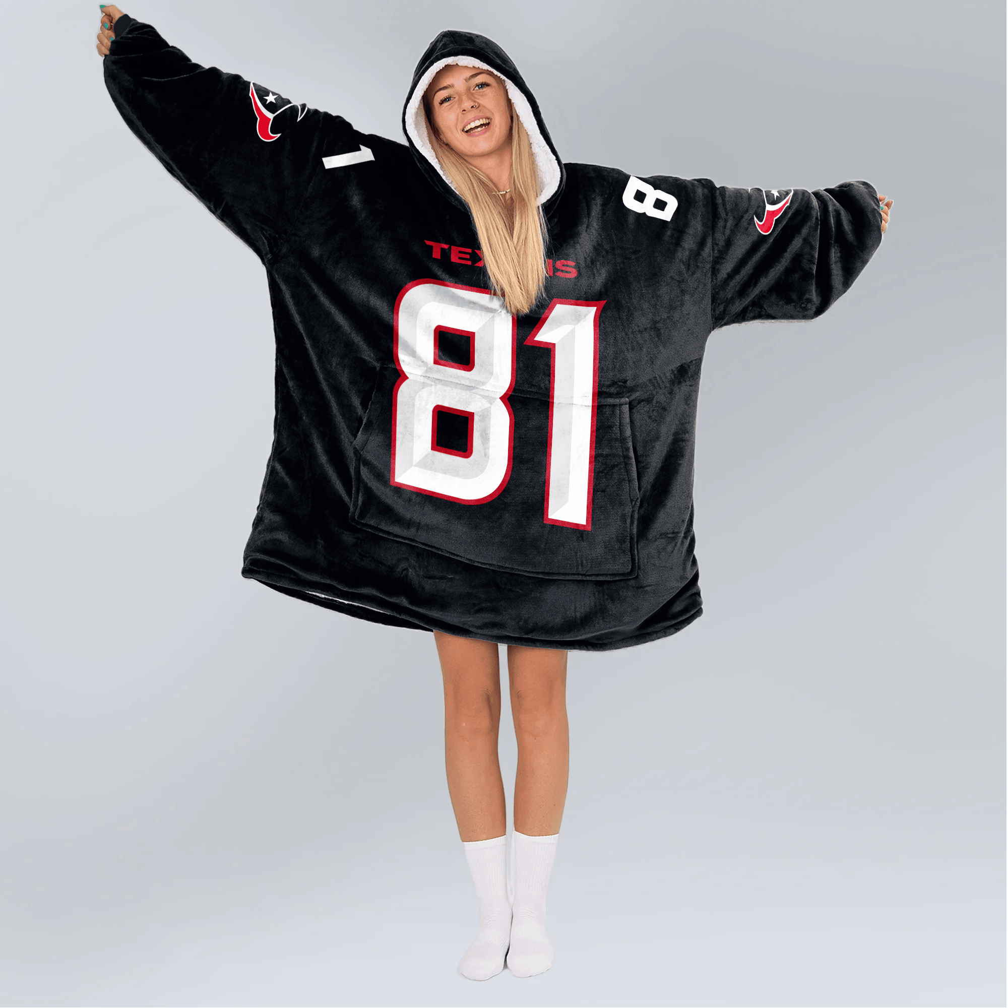 Adult J.H 81 Houston Football Unisex Blanket Hoodie